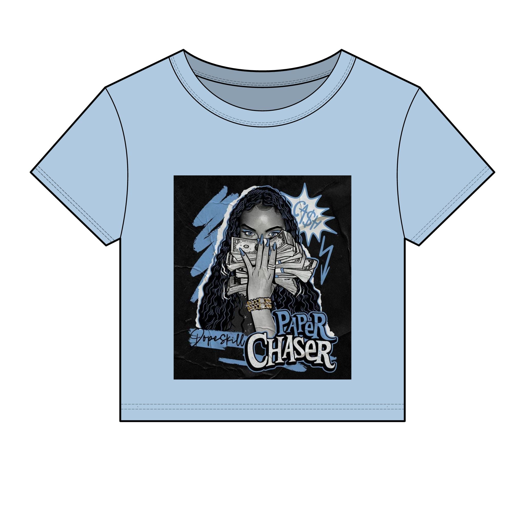 Paper Chaser Baby Tee — Women's Graphic Money Chase Crop Top