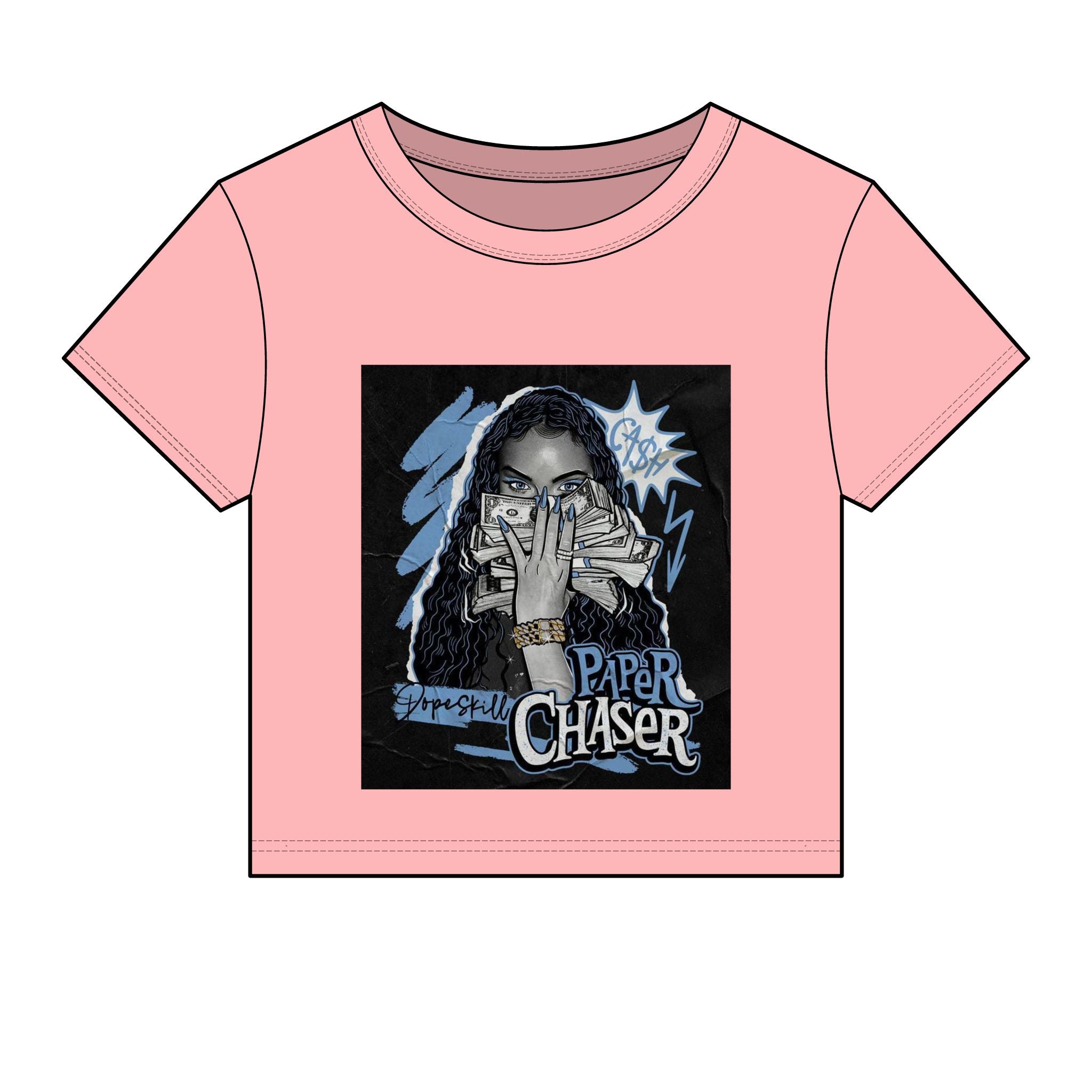 Paper Chaser Baby Tee — Women's Graphic Money Chase Crop Top