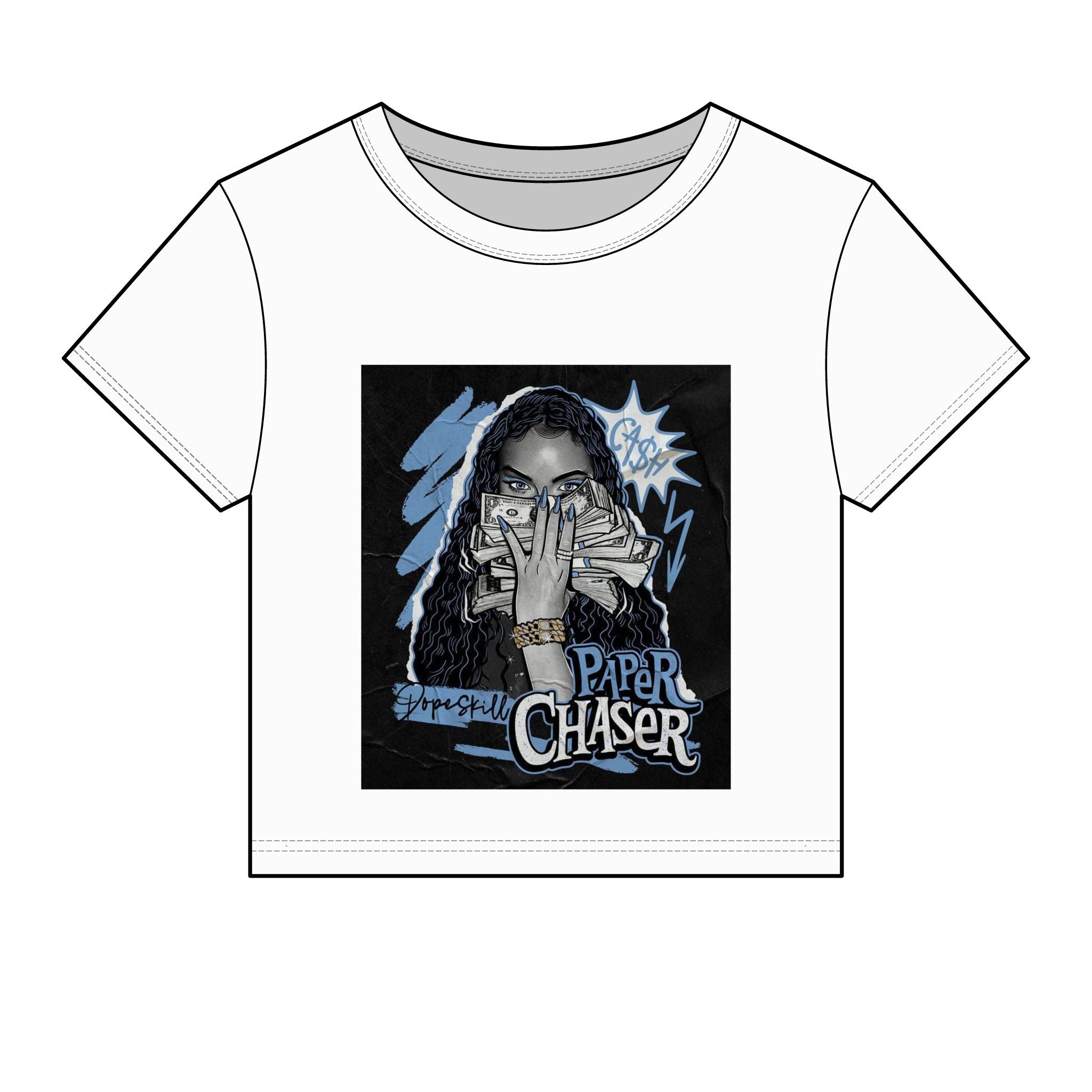 Paper Chaser Baby Tee — Women's Graphic Money Chase Crop Top