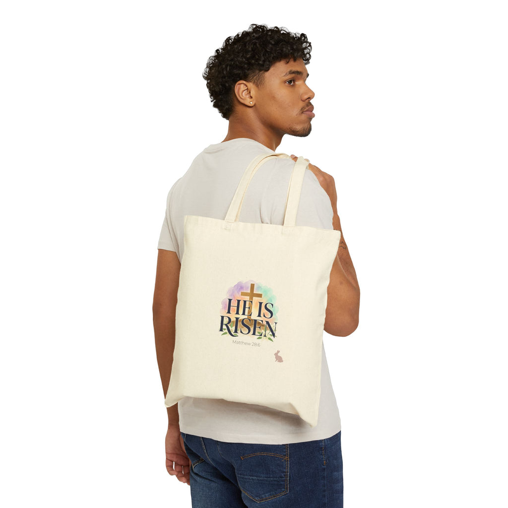 He Is Risen Tote, Christian Easter Resurrection Tote, Scripture Easter Bag