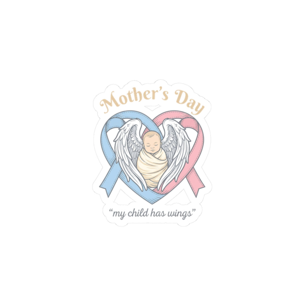 Mother's Day memorial baby ribbon Kiss-Cut Stickers | typographic mom pastel