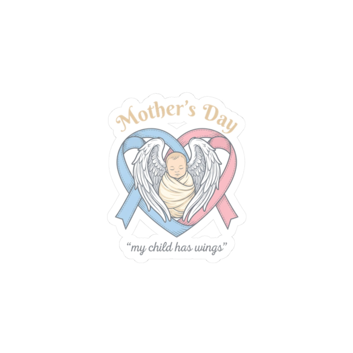 Mother's Day memorial baby ribbon Kiss-Cut Stickers | typographic mom pastel