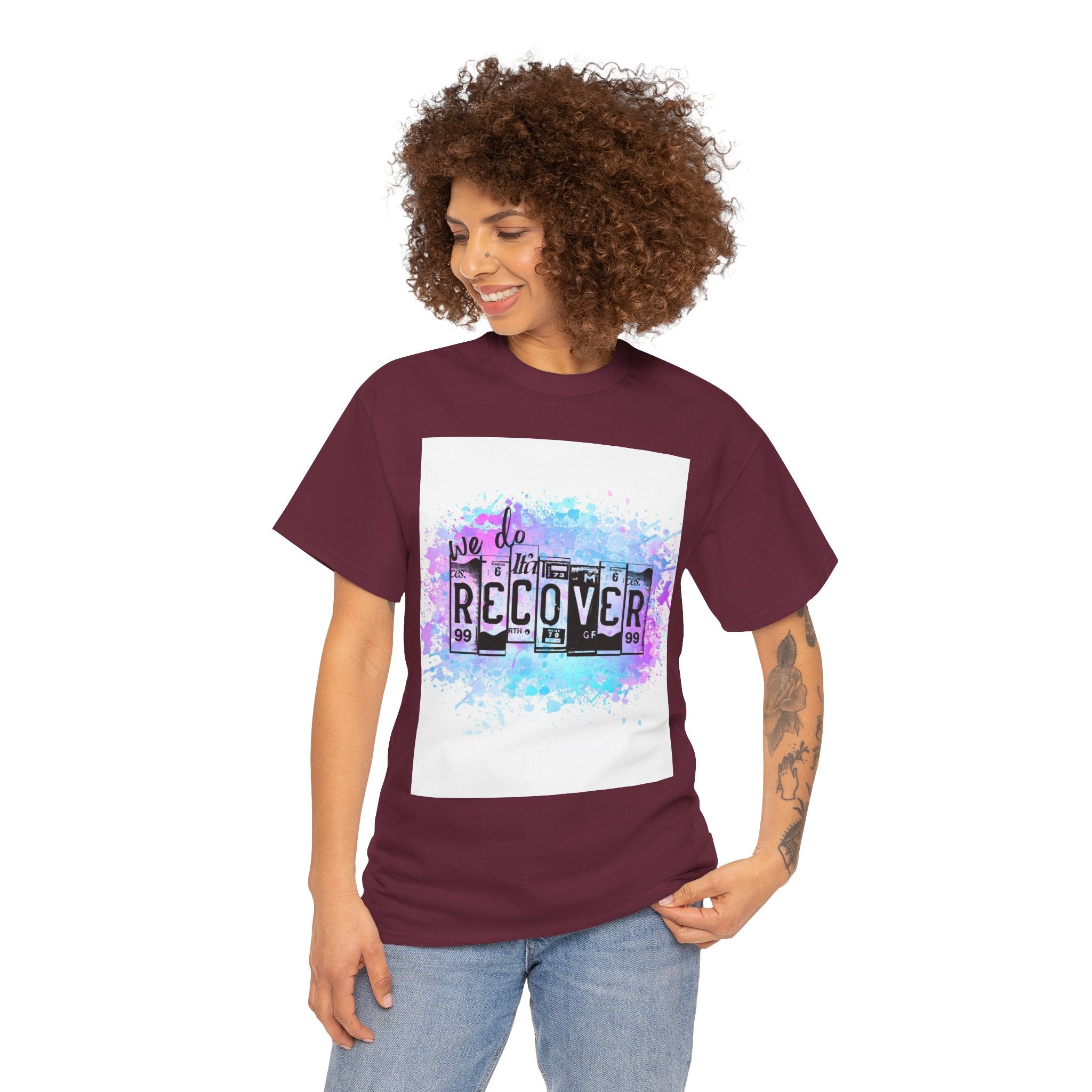 Overdose Awareness T-Shirt — 'We Do Recover' Purple Ribbon Recovery Tee