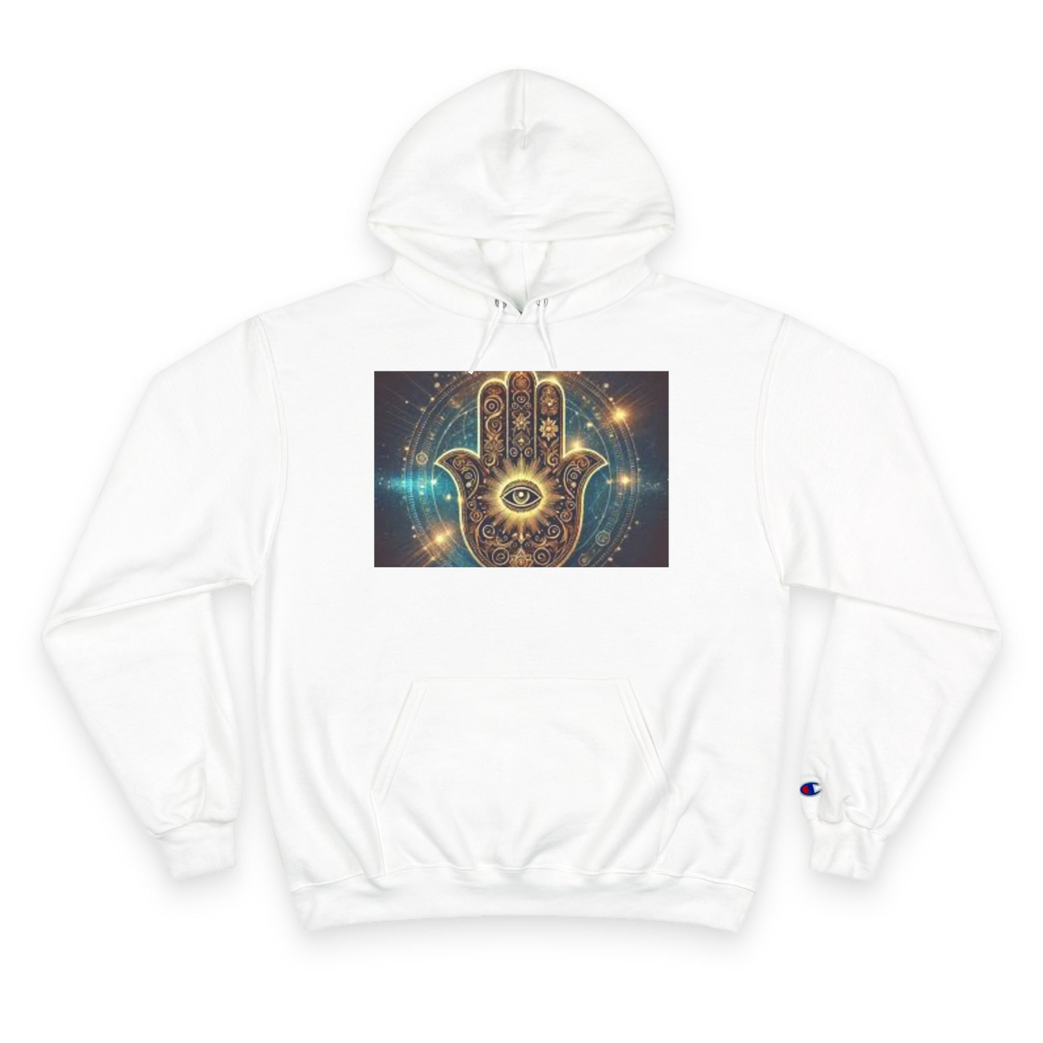 Mystic Hamsa Champion Hoodie — Spiritual Hand Graphic Pullover