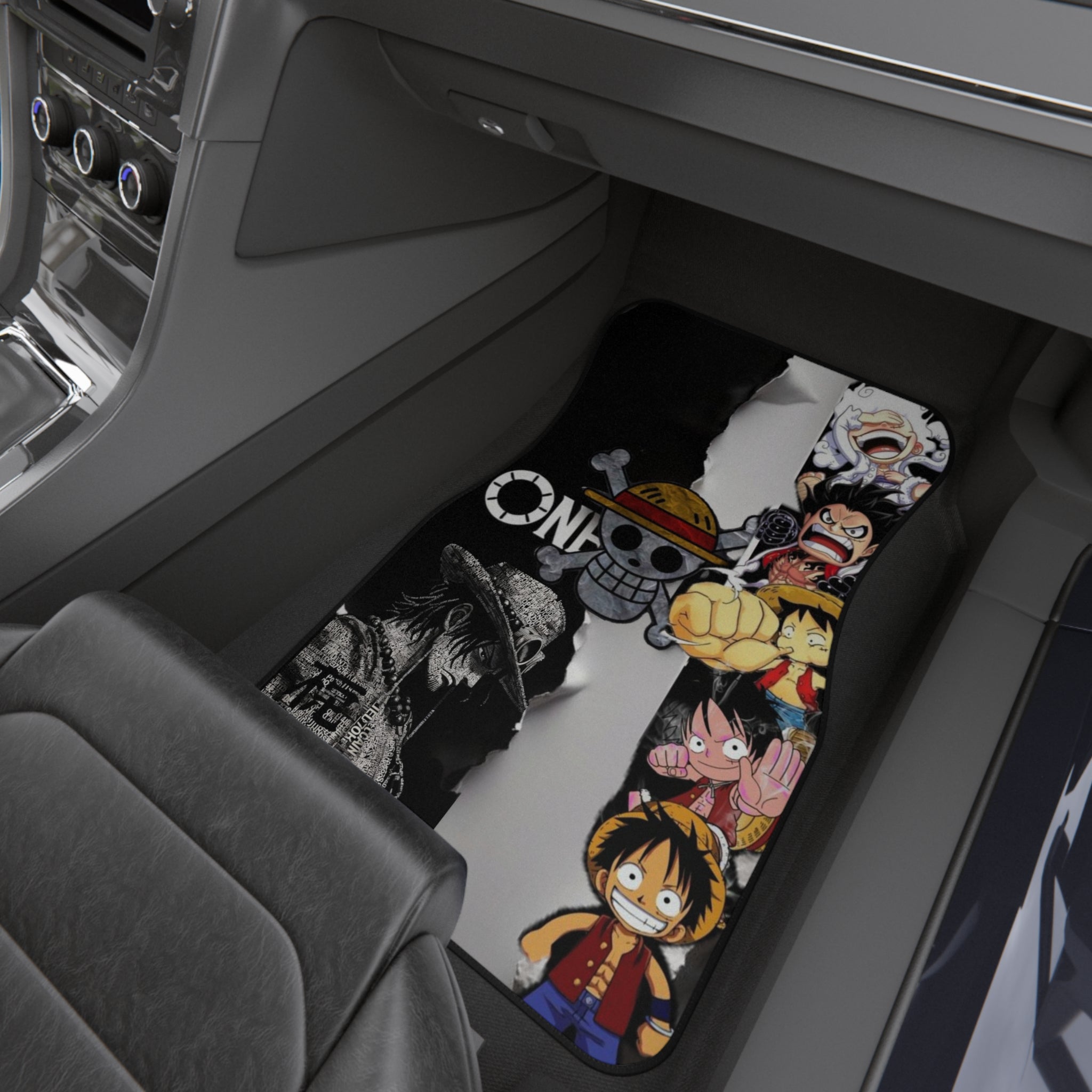 One Piece Car Floor Mats (Set of 4) — Luffy Wanted Pirate-Themed Car Mats