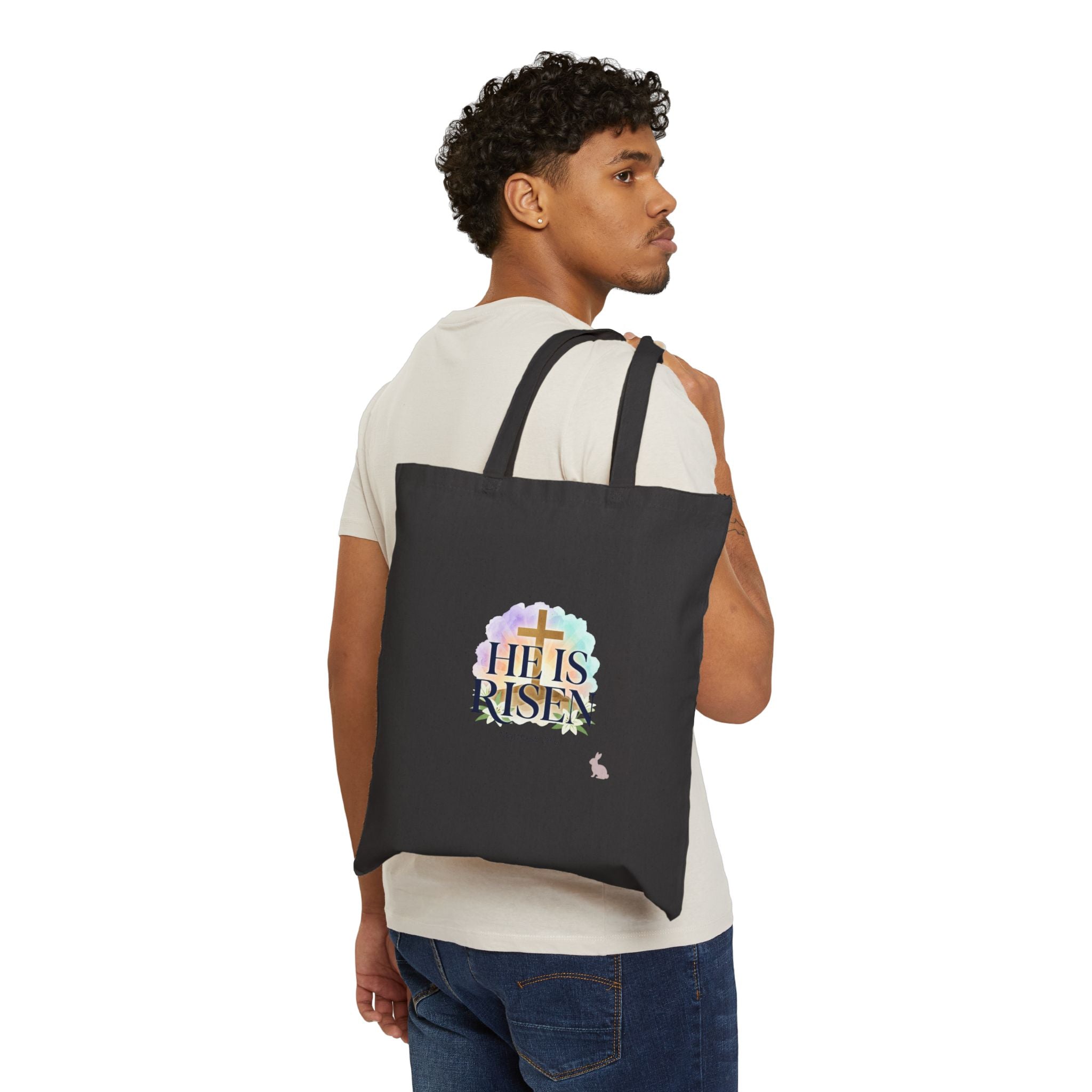 He Is Risen Tote, Christian Easter Resurrection Tote, Scripture Easter Bag