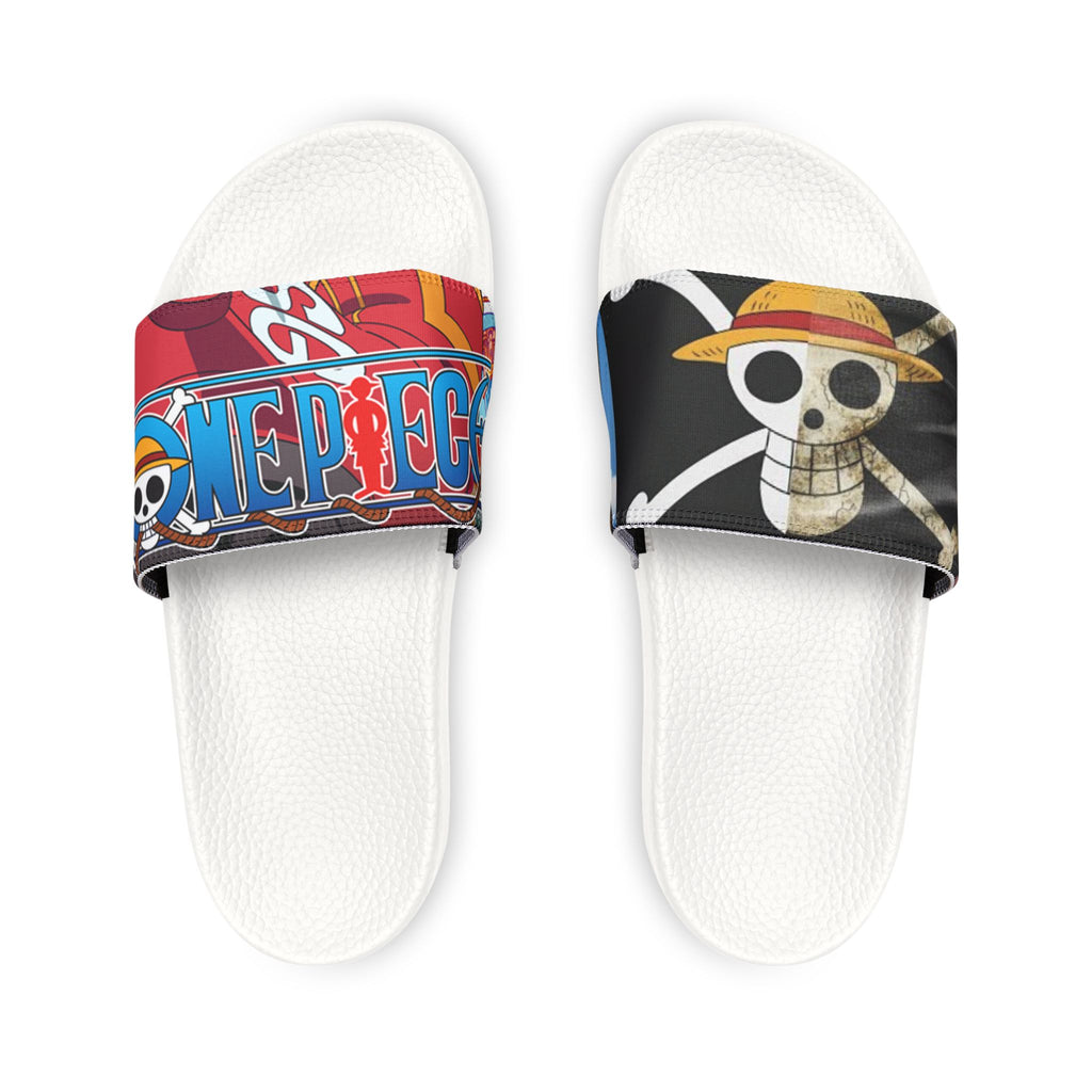 One Piece Skull Logo Slide Sandals — Men’s Removable‑Strap Beach Slides