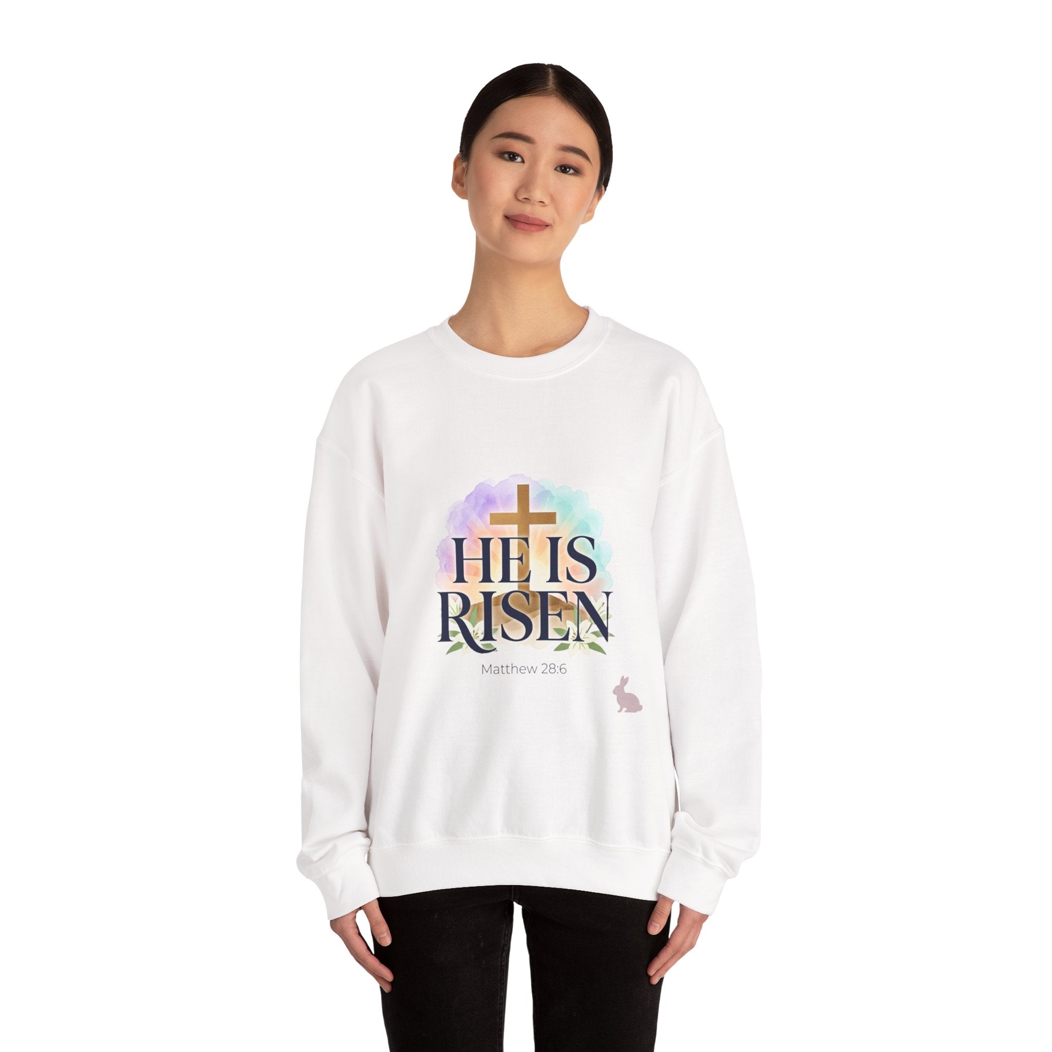 He Is Risen Sweatshirt | Christian Easter Resurrection Pastel Scripture