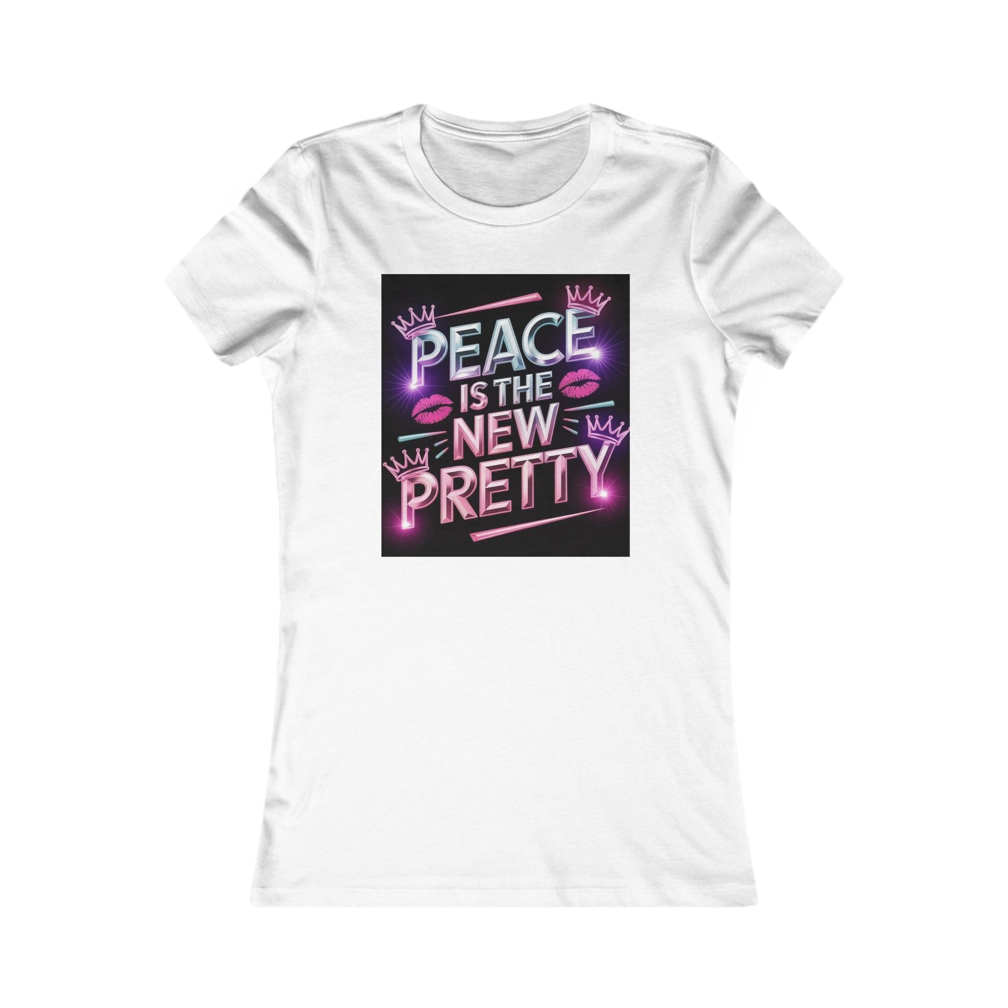 Women's Tee — "Peace Is the New Pretty" Neon Graphic with Leopard Bow