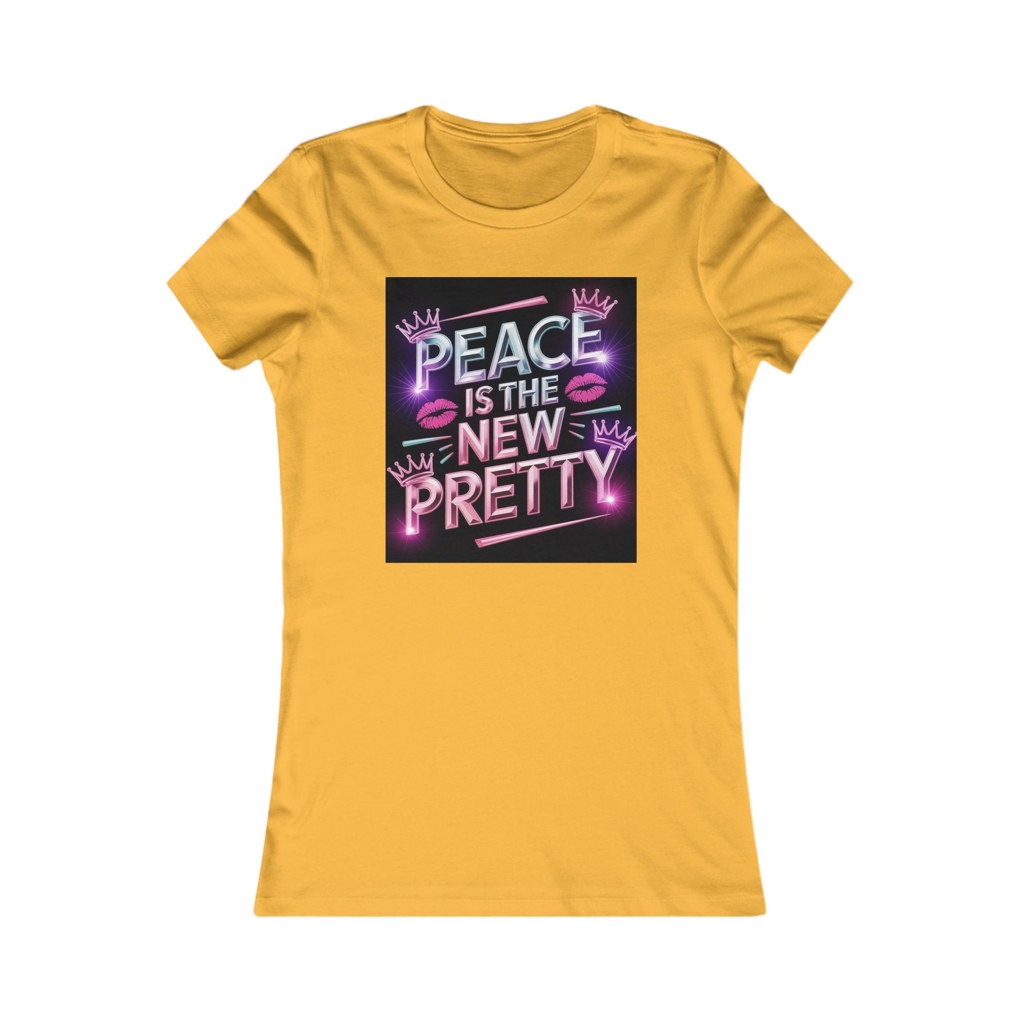 Women's Tee — "Peace Is the New Pretty" Neon Graphic with Leopard Bow