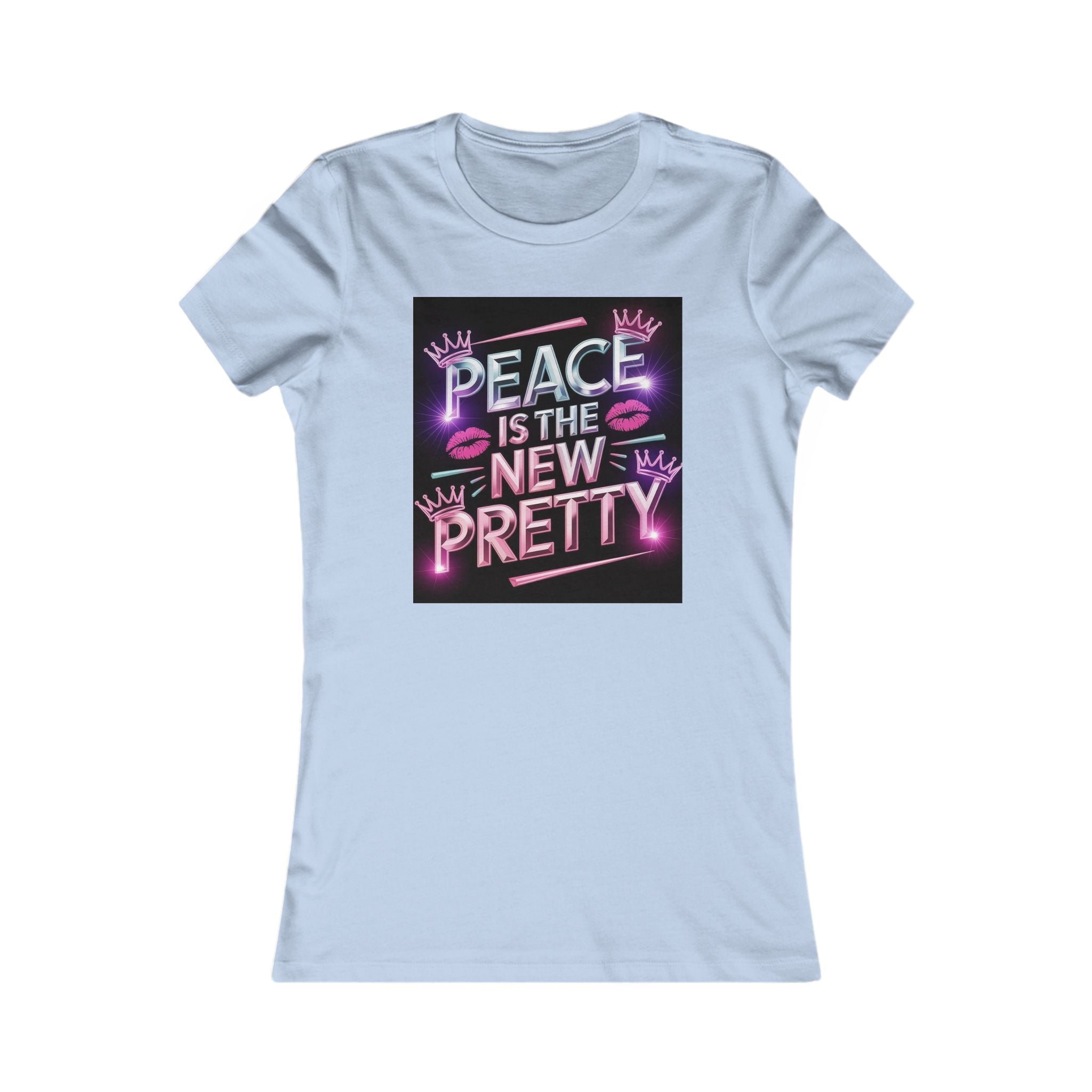 Women's Tee — "Peace Is the New Pretty" Neon Graphic with Leopard Bow
