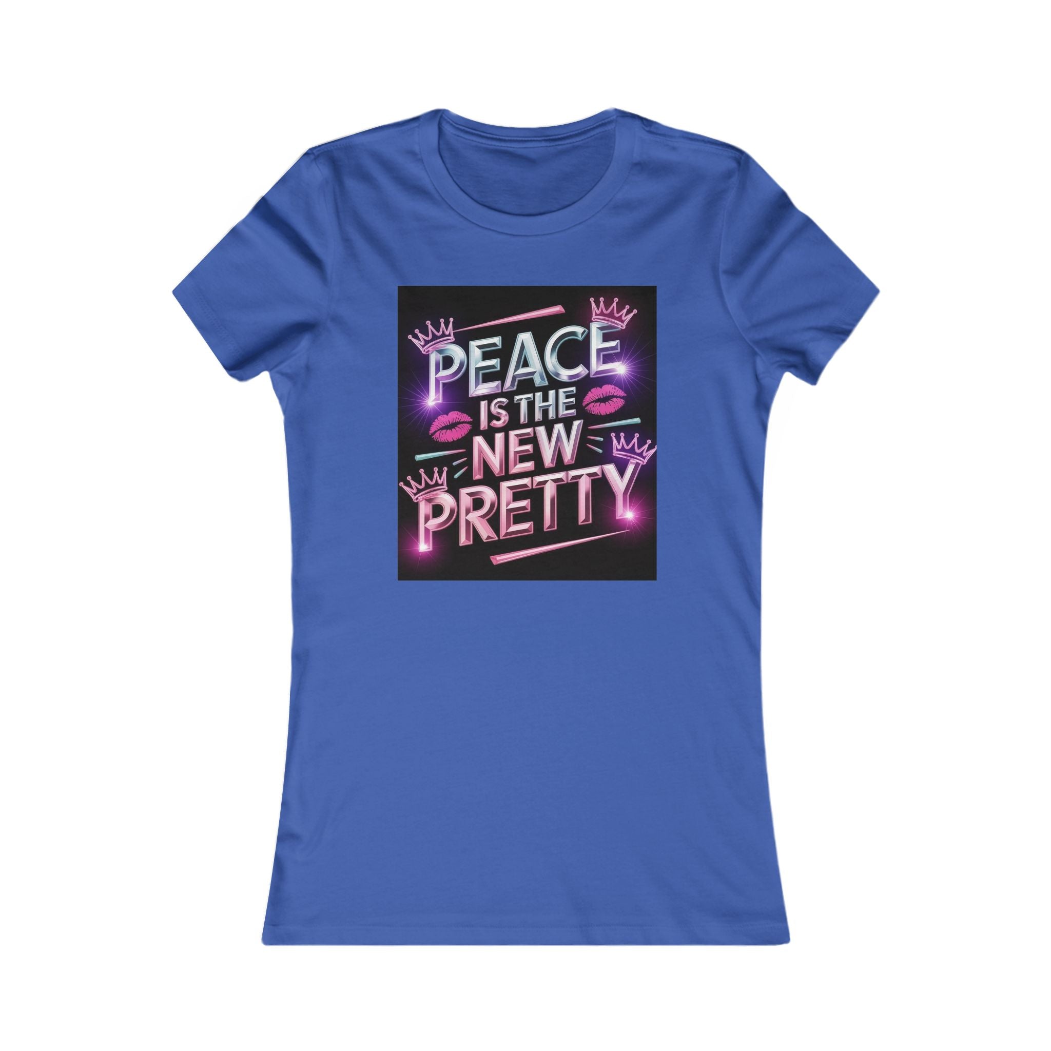 Women's Tee — "Peace Is the New Pretty" Neon Graphic with Leopard Bow