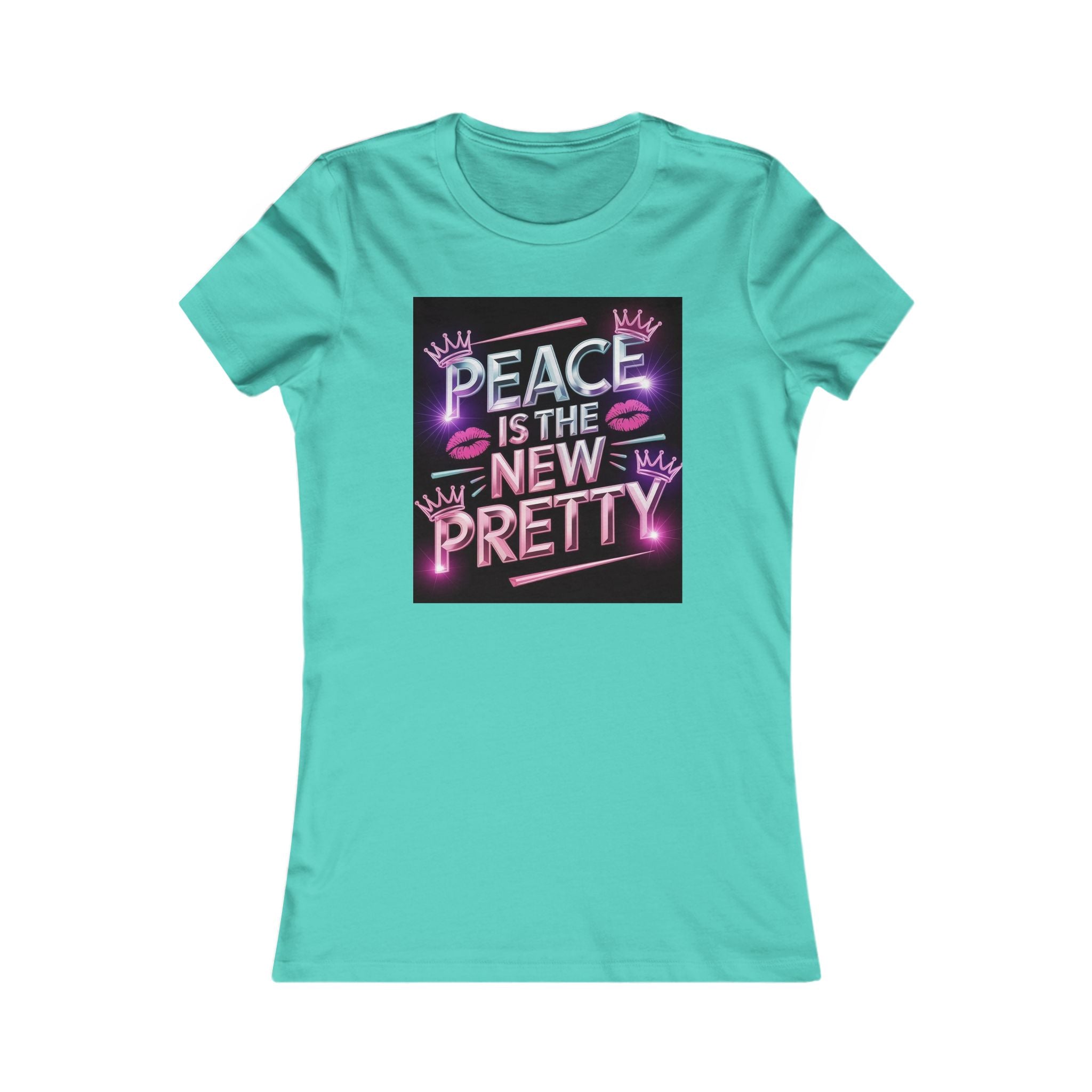 Women's Tee — "Peace Is the New Pretty" Neon Graphic with Leopard Bow