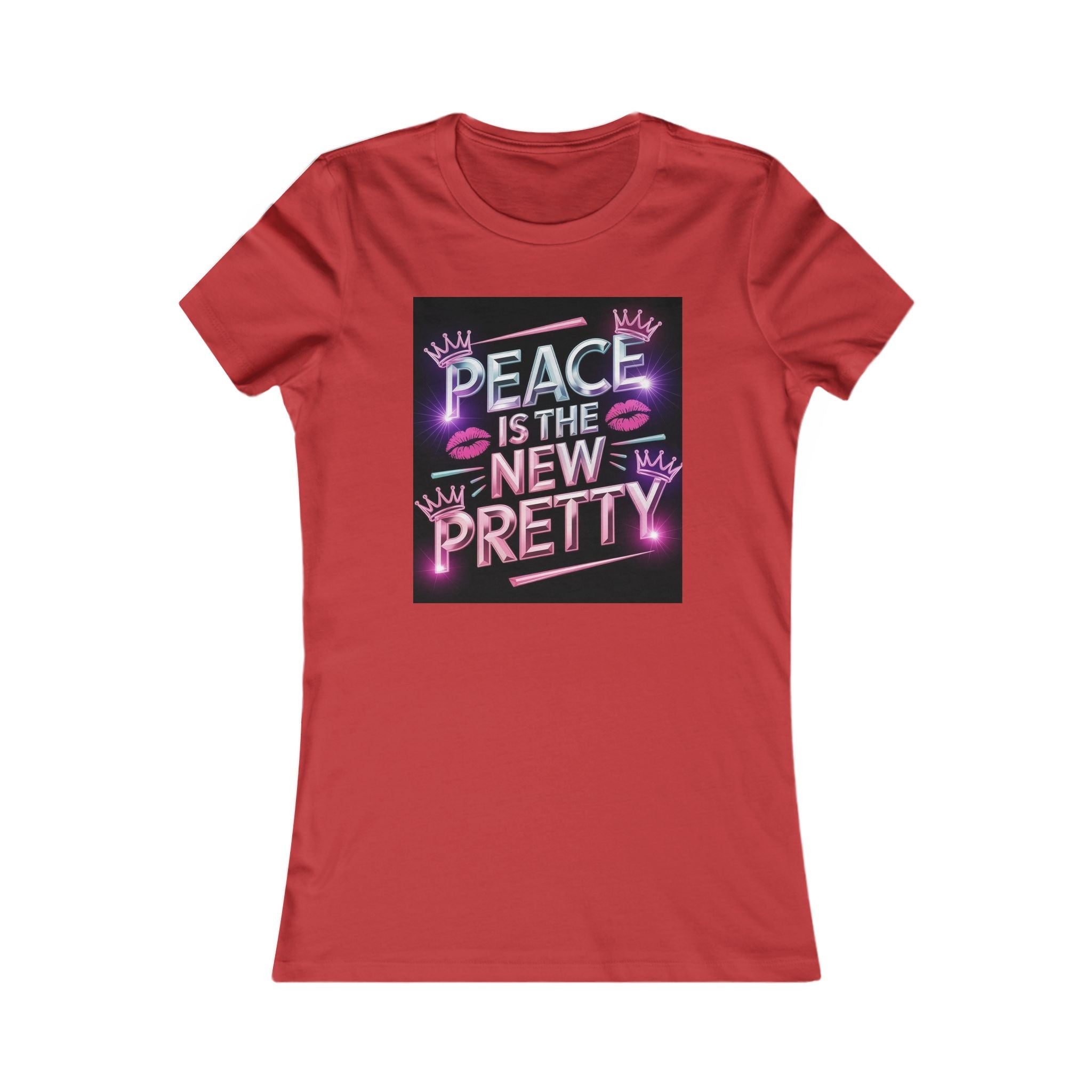 Women's Tee — "Peace Is the New Pretty" Neon Graphic with Leopard Bow