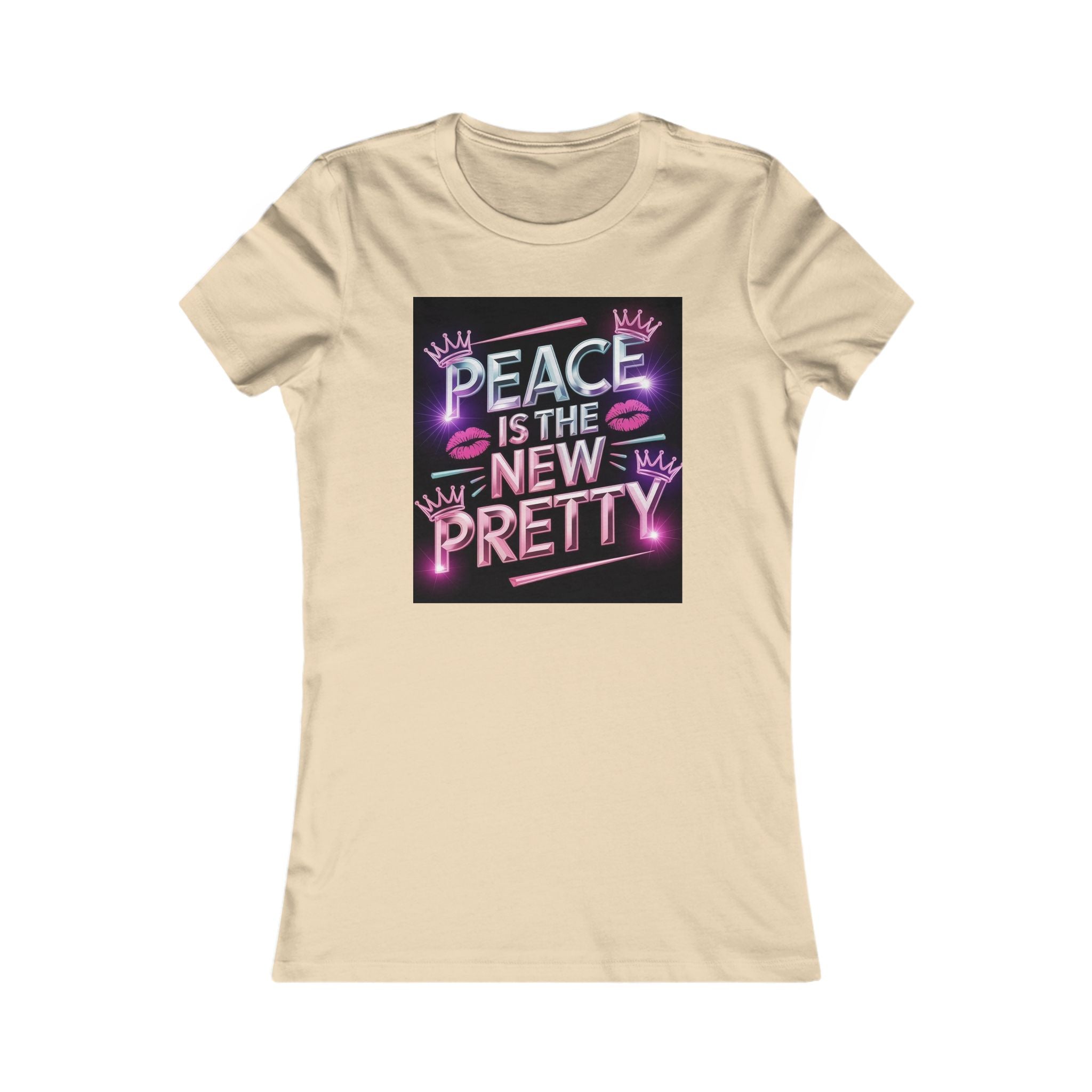 Women's Tee — "Peace Is the New Pretty" Neon Graphic with Leopard Bow