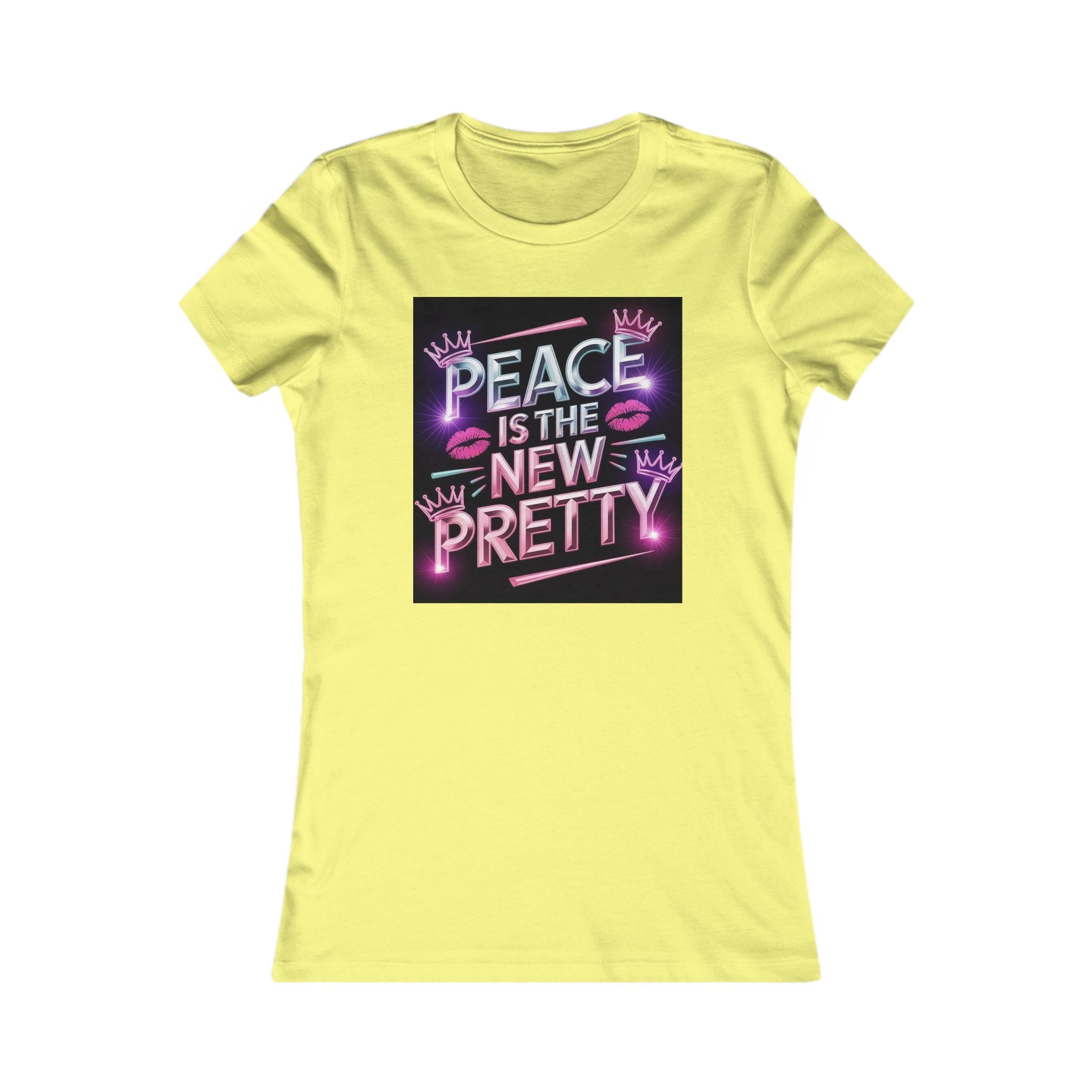 Women's Tee — "Peace Is the New Pretty" Neon Graphic with Leopard Bow