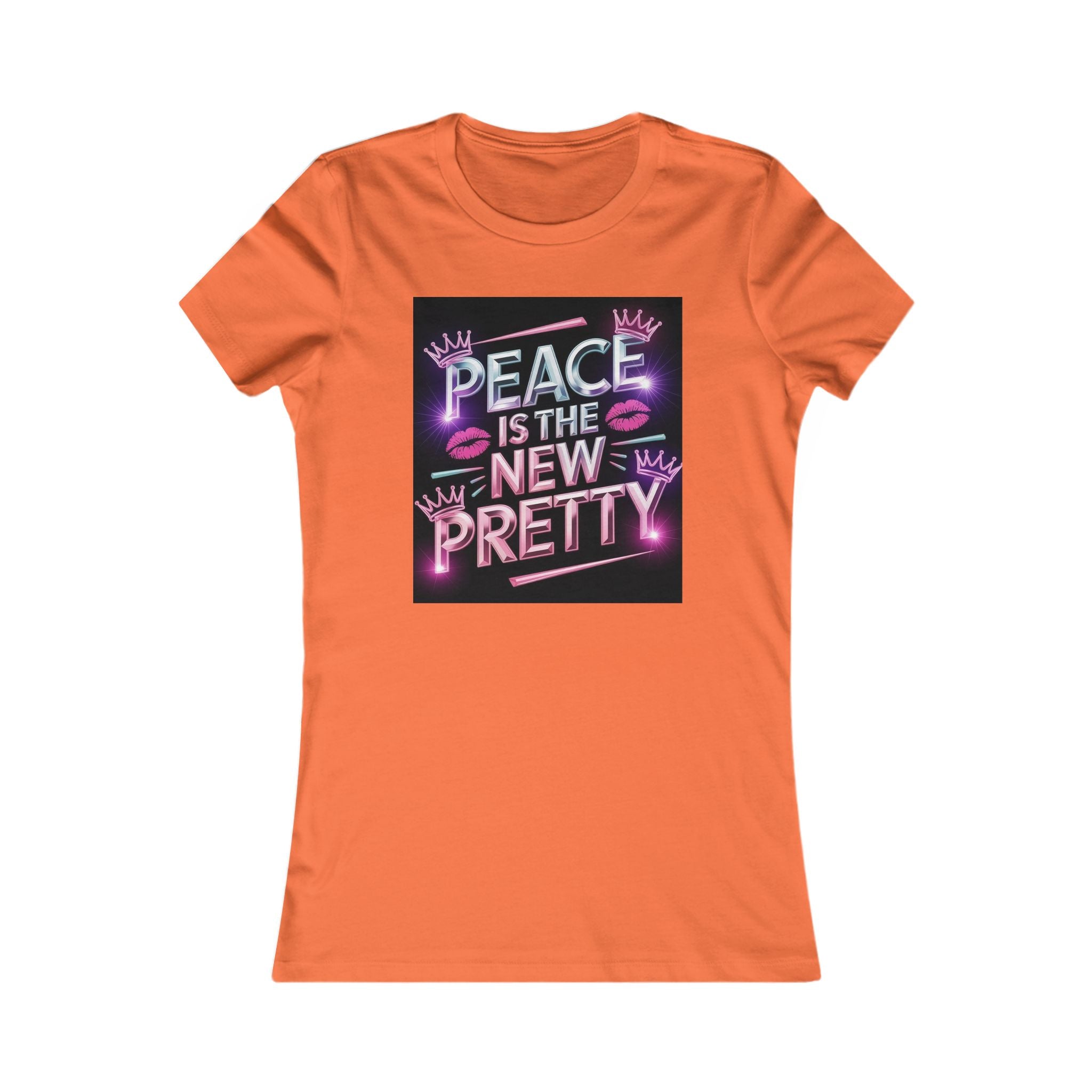 Women's Tee — "Peace Is the New Pretty" Neon Graphic with Leopard Bow