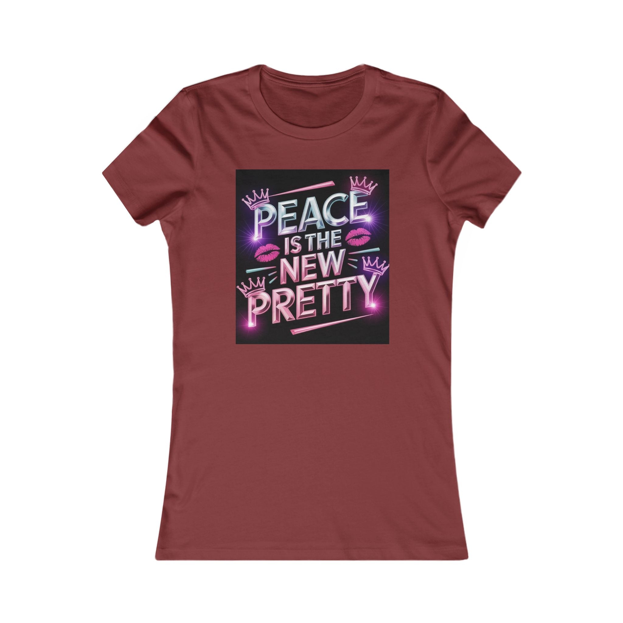 Women's Tee — "Peace Is the New Pretty" Neon Graphic with Leopard Bow