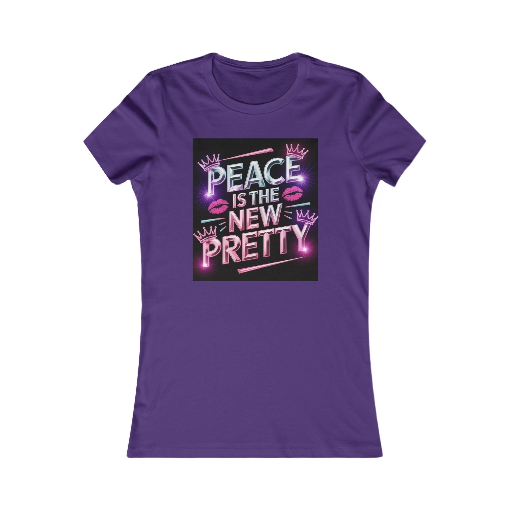 Women's Tee — "Peace Is the New Pretty" Neon Graphic with Leopard Bow