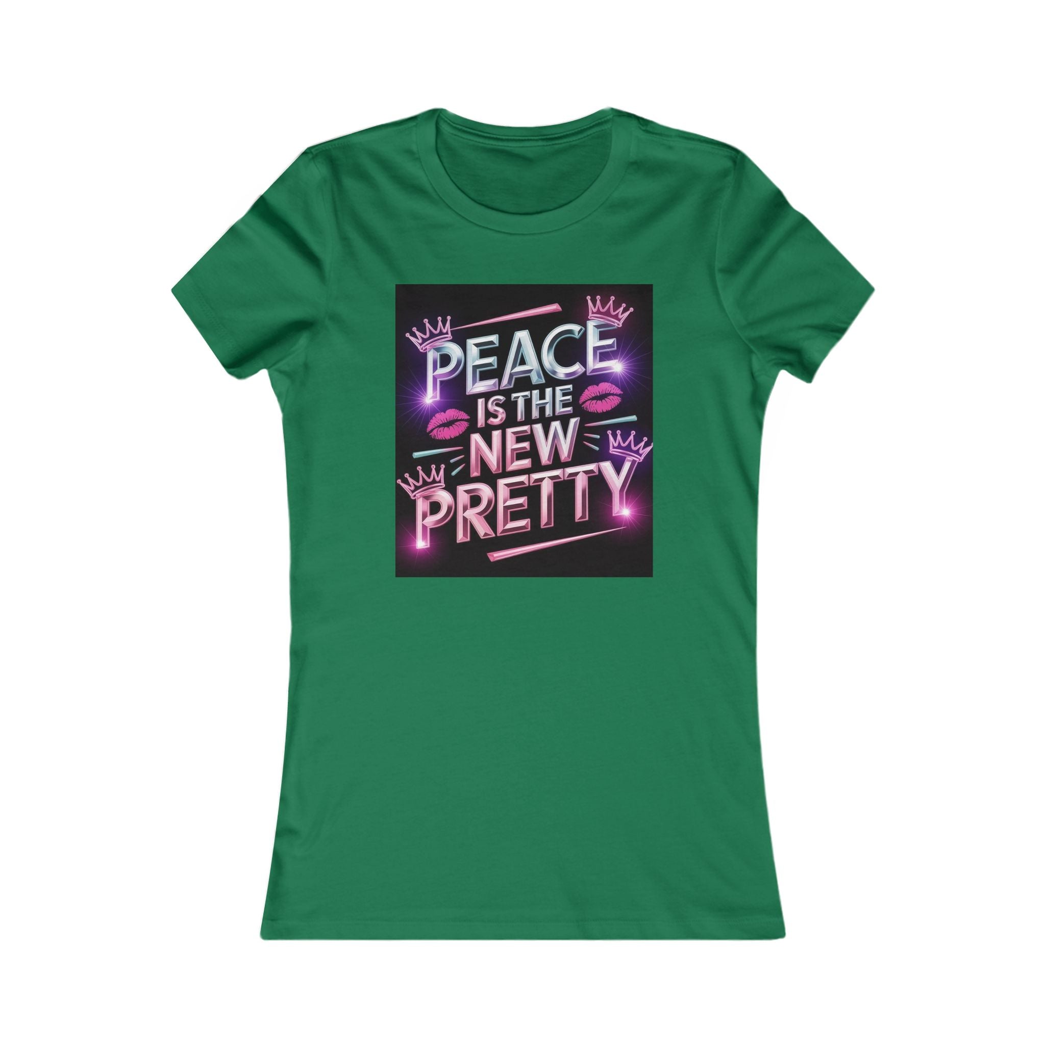 Women's Tee — "Peace Is the New Pretty" Neon Graphic with Leopard Bow