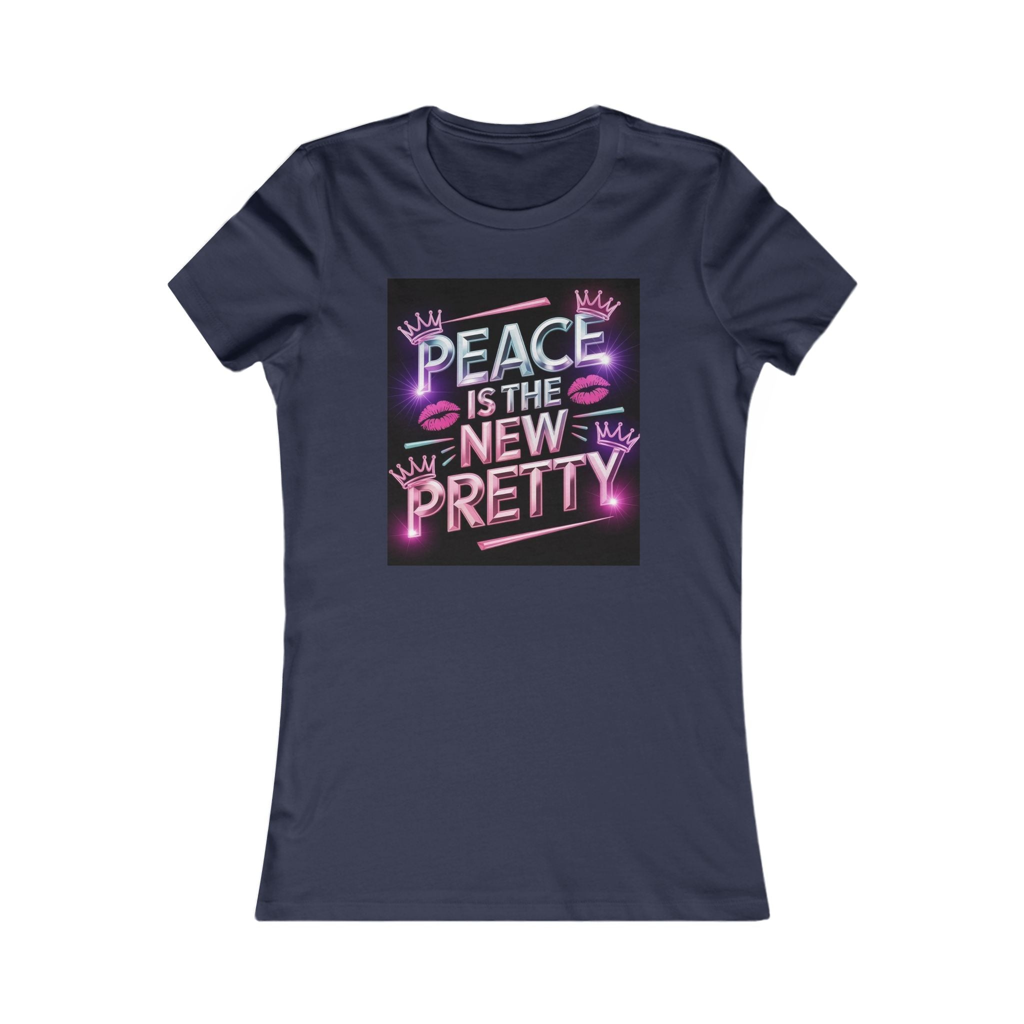 Women's Tee — "Peace Is the New Pretty" Neon Graphic with Leopard Bow