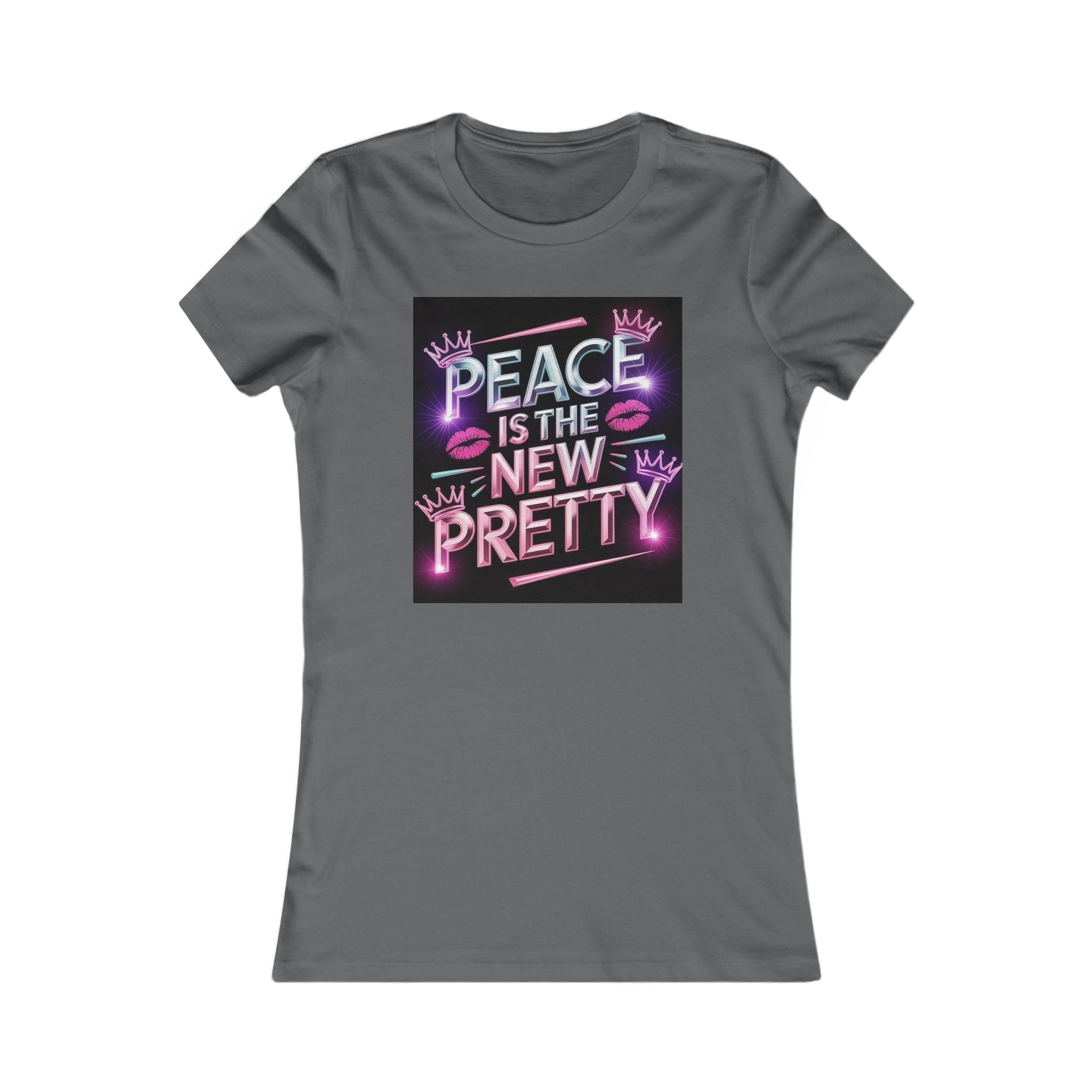 Women's Tee — "Peace Is the New Pretty" Neon Graphic with Leopard Bow