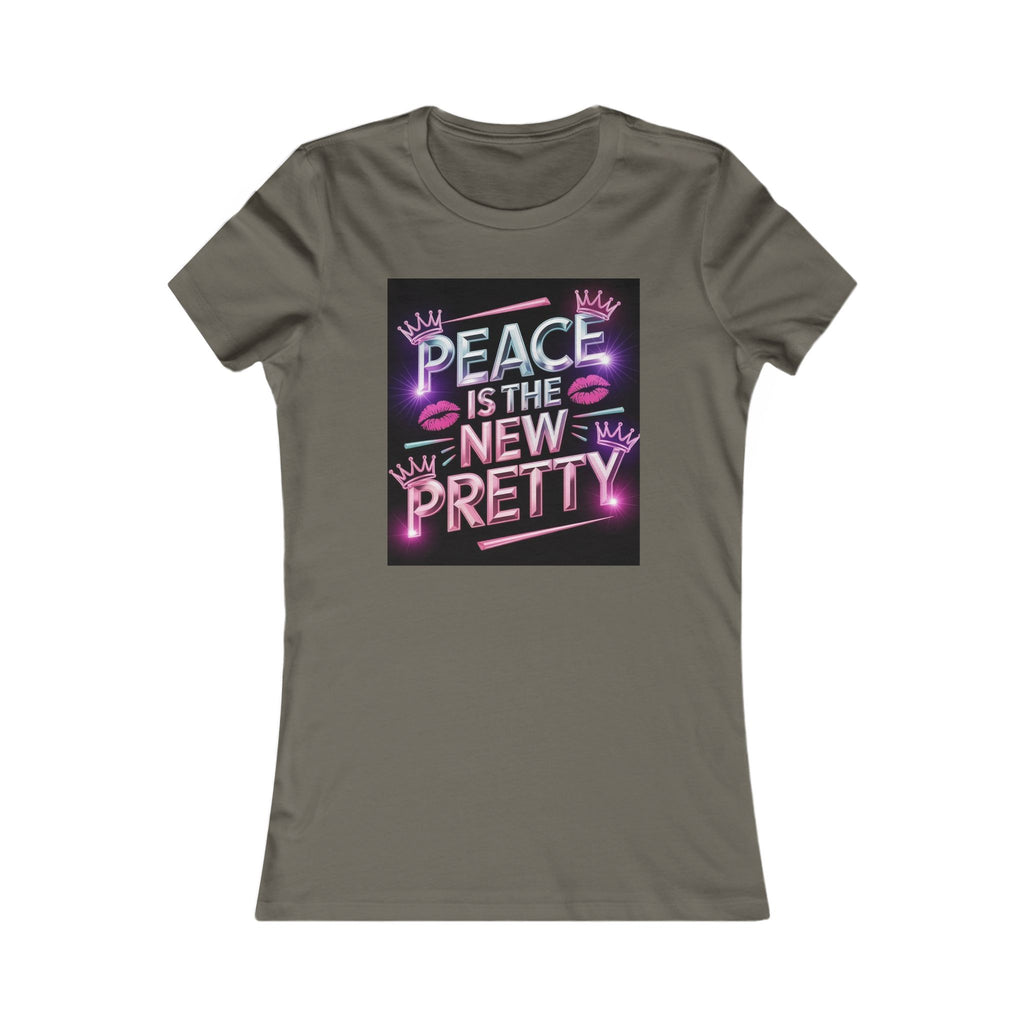 Women's Tee — "Peace Is the New Pretty" Neon Graphic with Leopard Bow