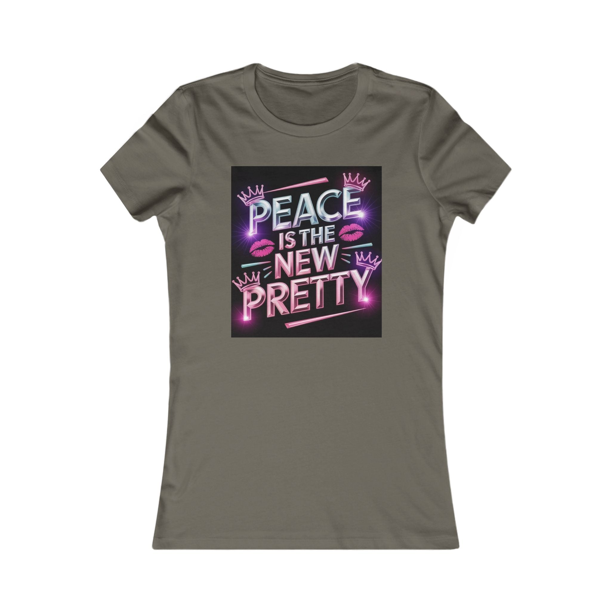Women's Tee — "Peace Is the New Pretty" Neon Graphic with Leopard Bow