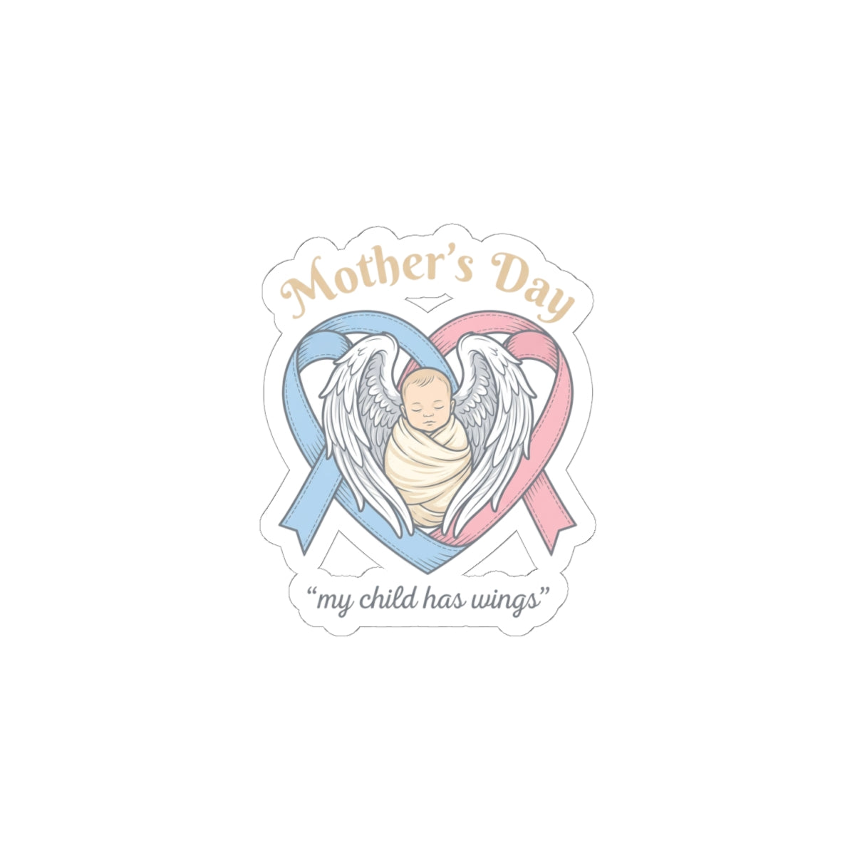 Mother's Day memorial baby ribbon Kiss-Cut Stickers | typographic mom pastel