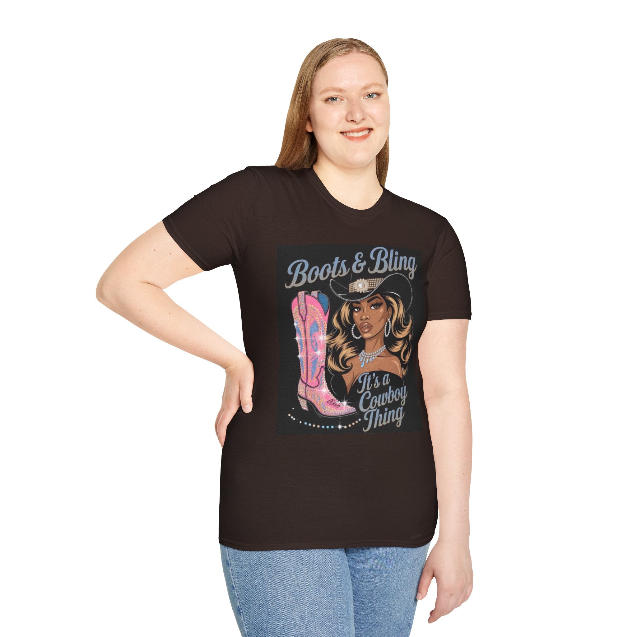 Cowgirl Graphic T-Shirt — "Boots & Bling / It’s a Cowboy Thing" Western Style Tee