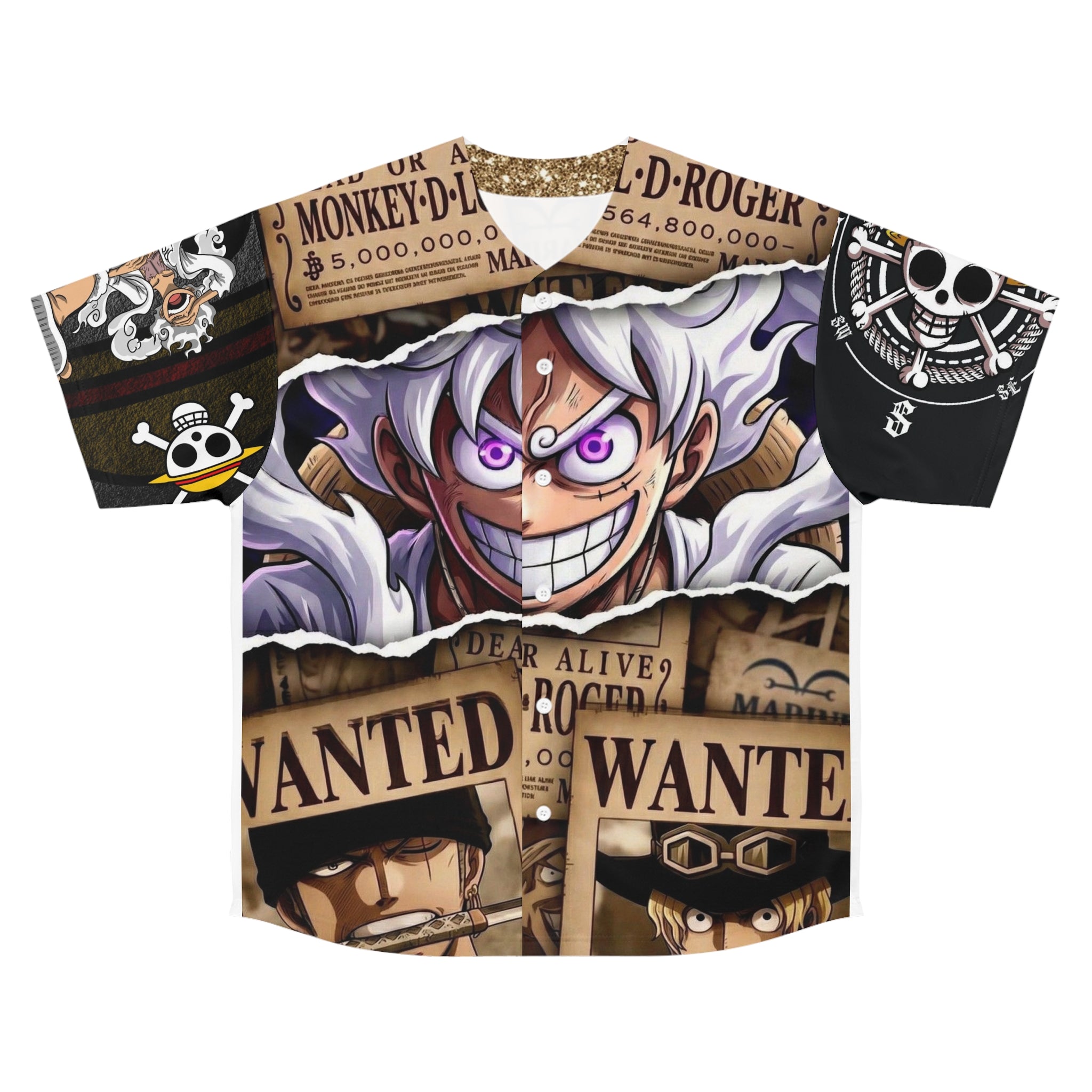 Anime Wanted Poster Baseball Jersey — Men’s All-Over Print One Piece Design
