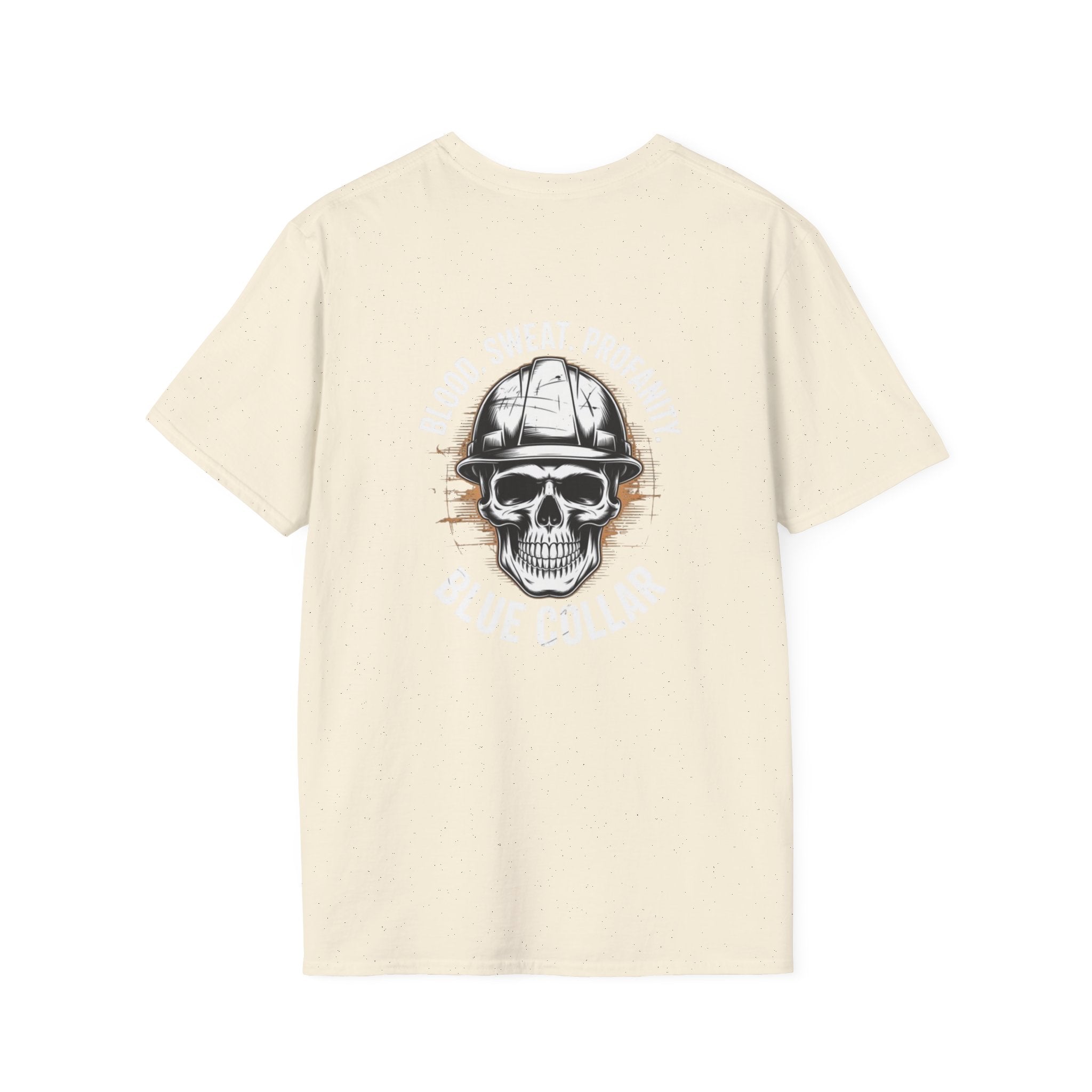 Blue Collar T-Shirt — "Blood, Sweat, Profanity" Skull Workwear Tee