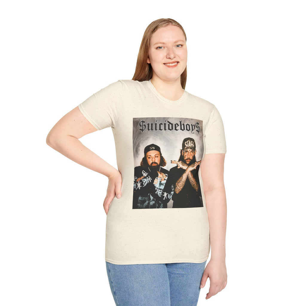 Suicideboys Graphic T-Shirt — Black & White Rap Crew Photo Tee