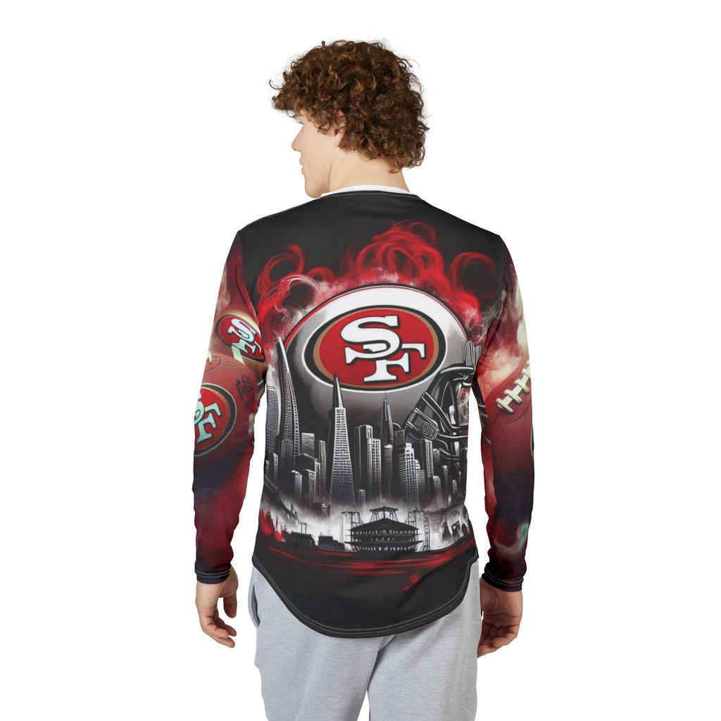 49ers Flame Spade Long Sleeve Shirt — Men's All-Over Print UV Protection