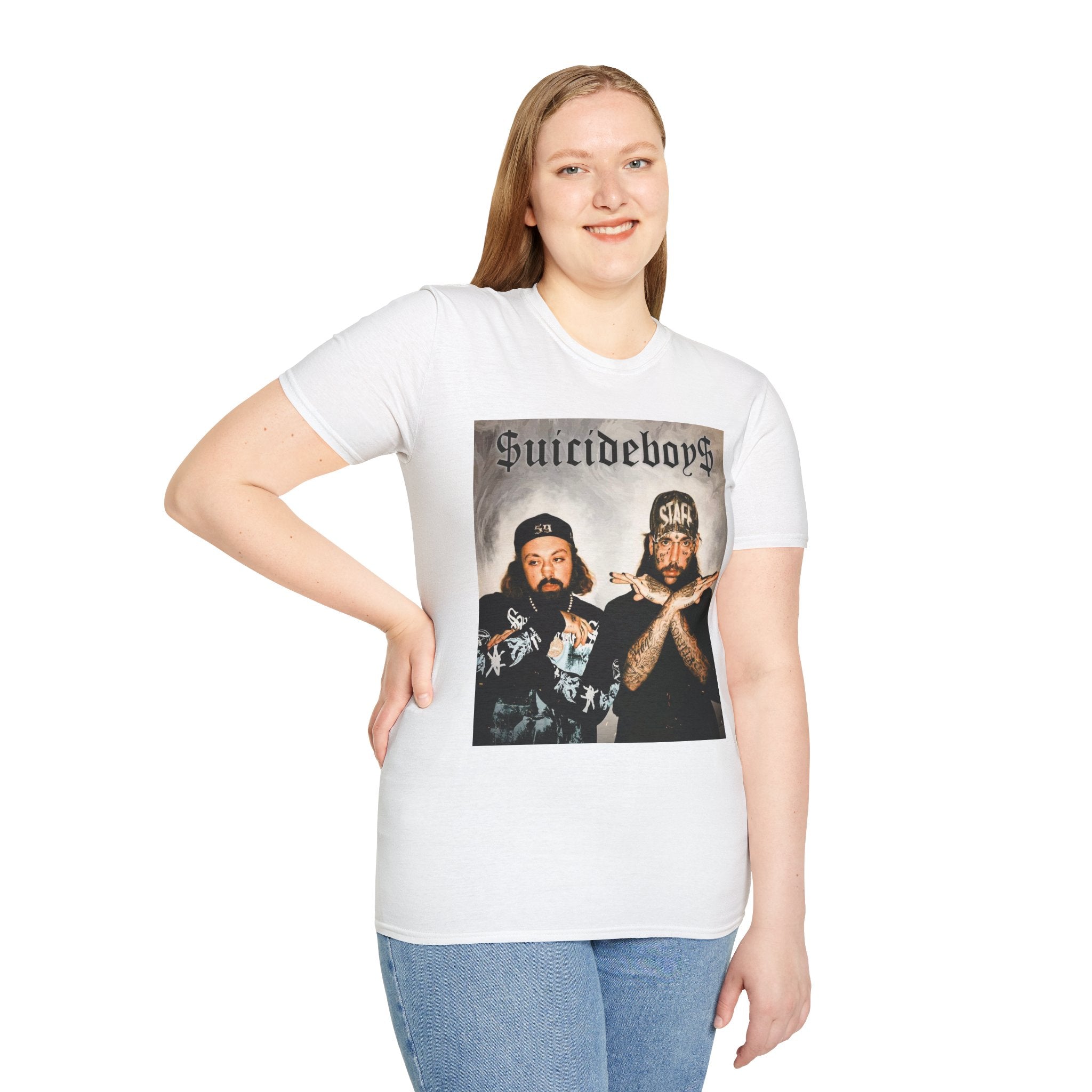 Suicideboys Graphic T-Shirt — Black & White Rap Crew Photo Tee