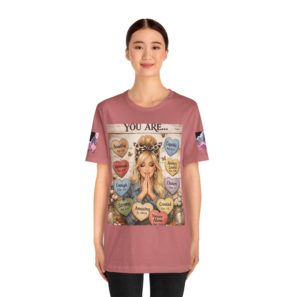 Faith-Based Graphic Tee — "You Are..." Inspirational Scripture Design