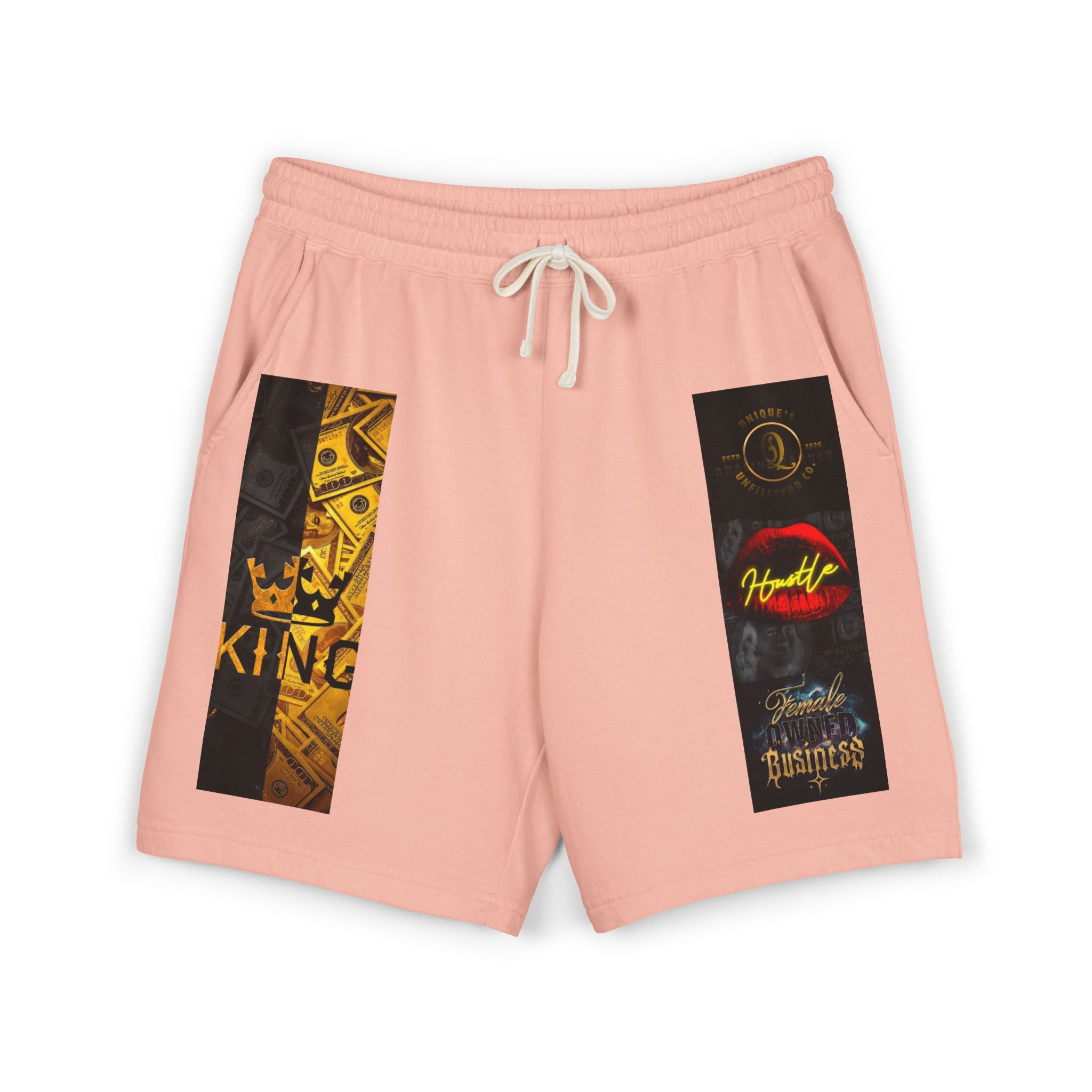 Graphic Fleece Sweat Shorts — King & Retro Logo Panel Design