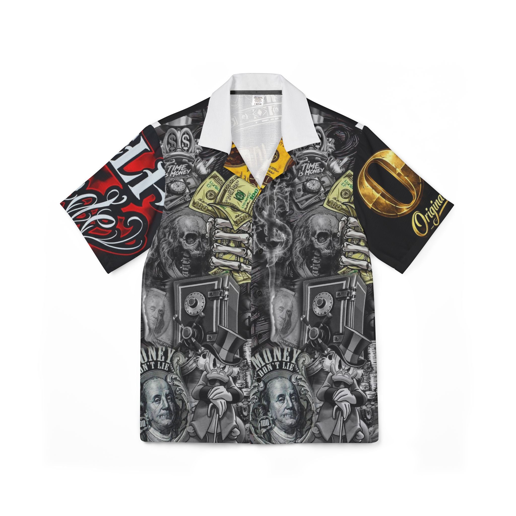Original Gangster Hawaiian Shirt — Praying Hands, Skulls & Money Print