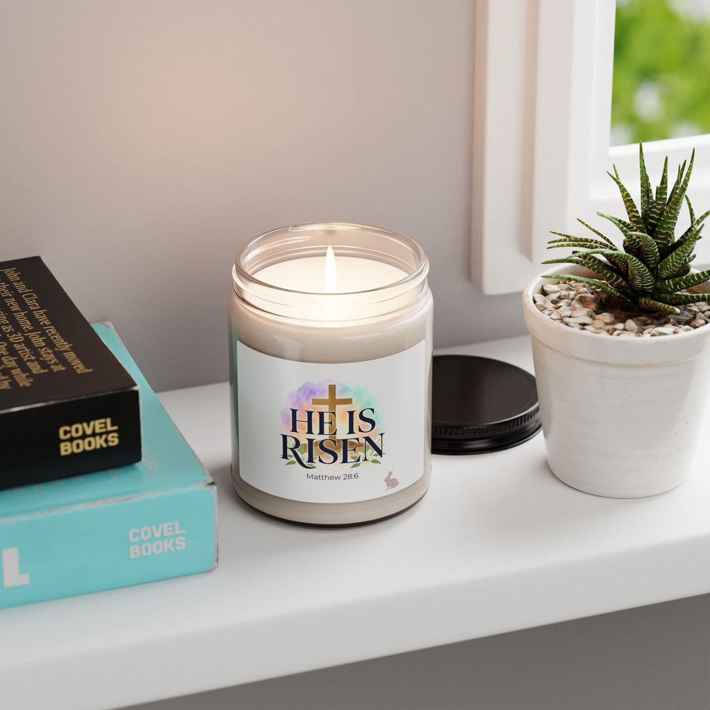 He Is Risen Scripture Candle, Soy Jar | Christian Easter, Resurrection
