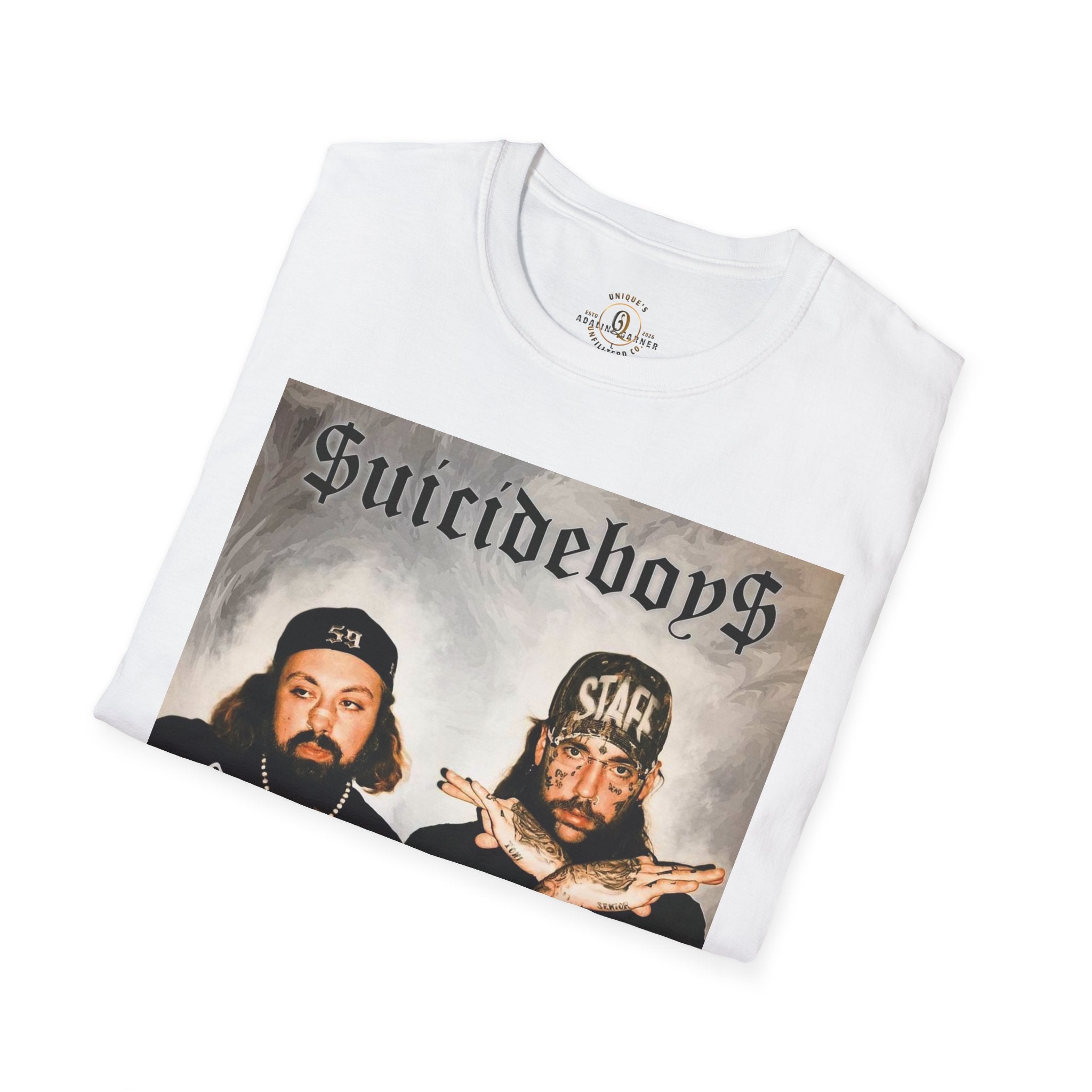 Suicideboys Graphic T-Shirt — Black & White Rap Crew Photo Tee