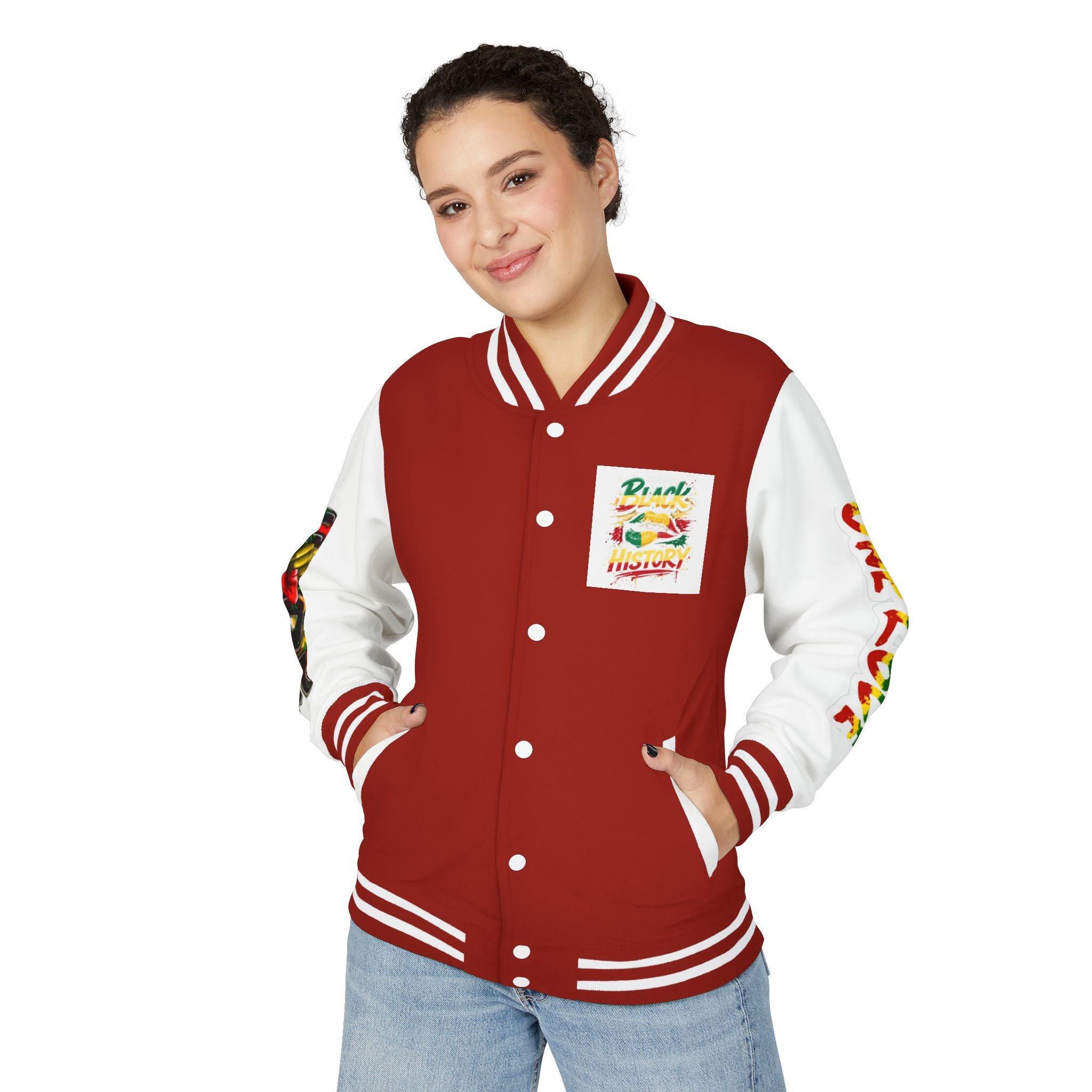 Black and Proud Letterman Jacket - 'One Love' Rasta Varsity Jacket