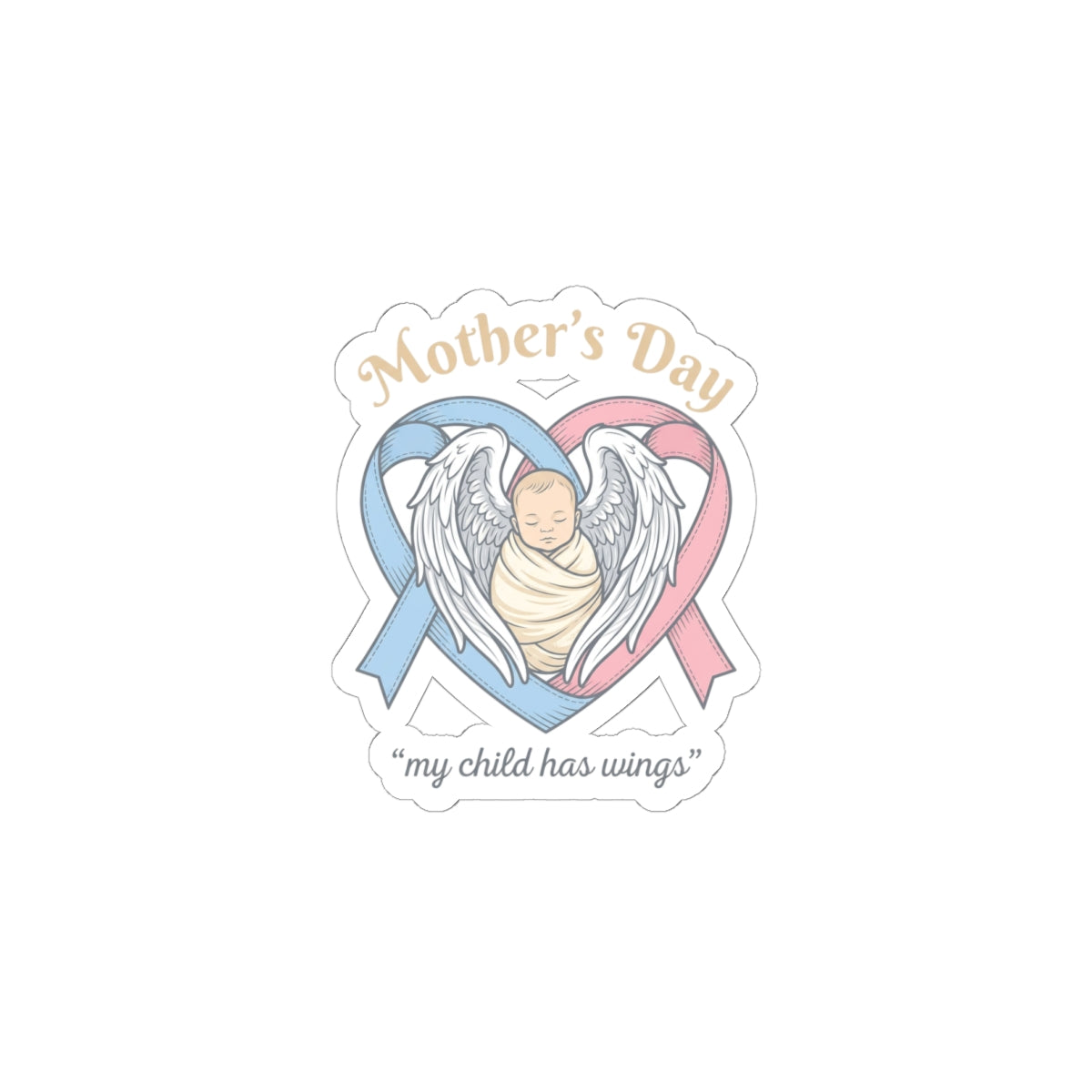 Mother's Day memorial baby ribbon Kiss-Cut Stickers | typographic mom pastel