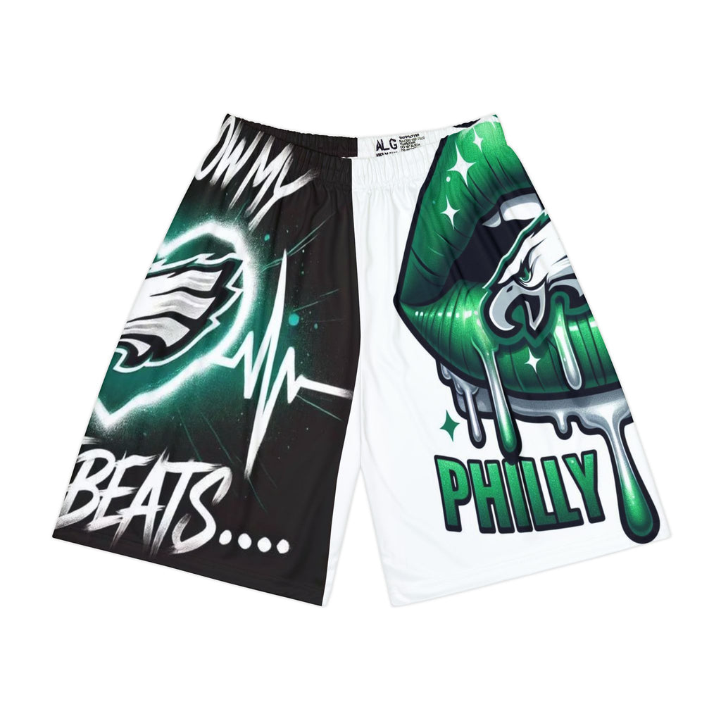 Philly Eagles Graphic Sports Shorts — Green Drip Football Fan Shorts