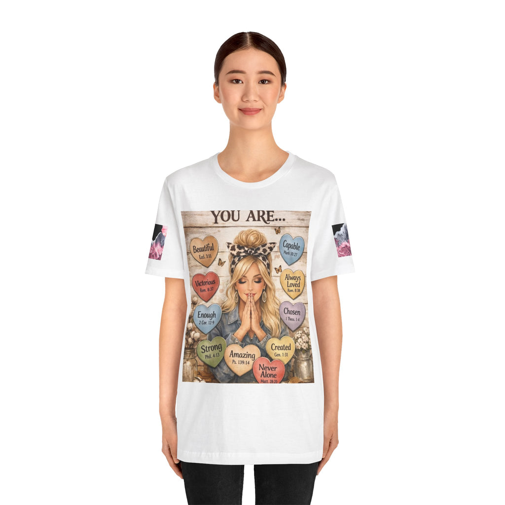 Faith-Based Graphic Tee — "You Are..." Inspirational Scripture Design