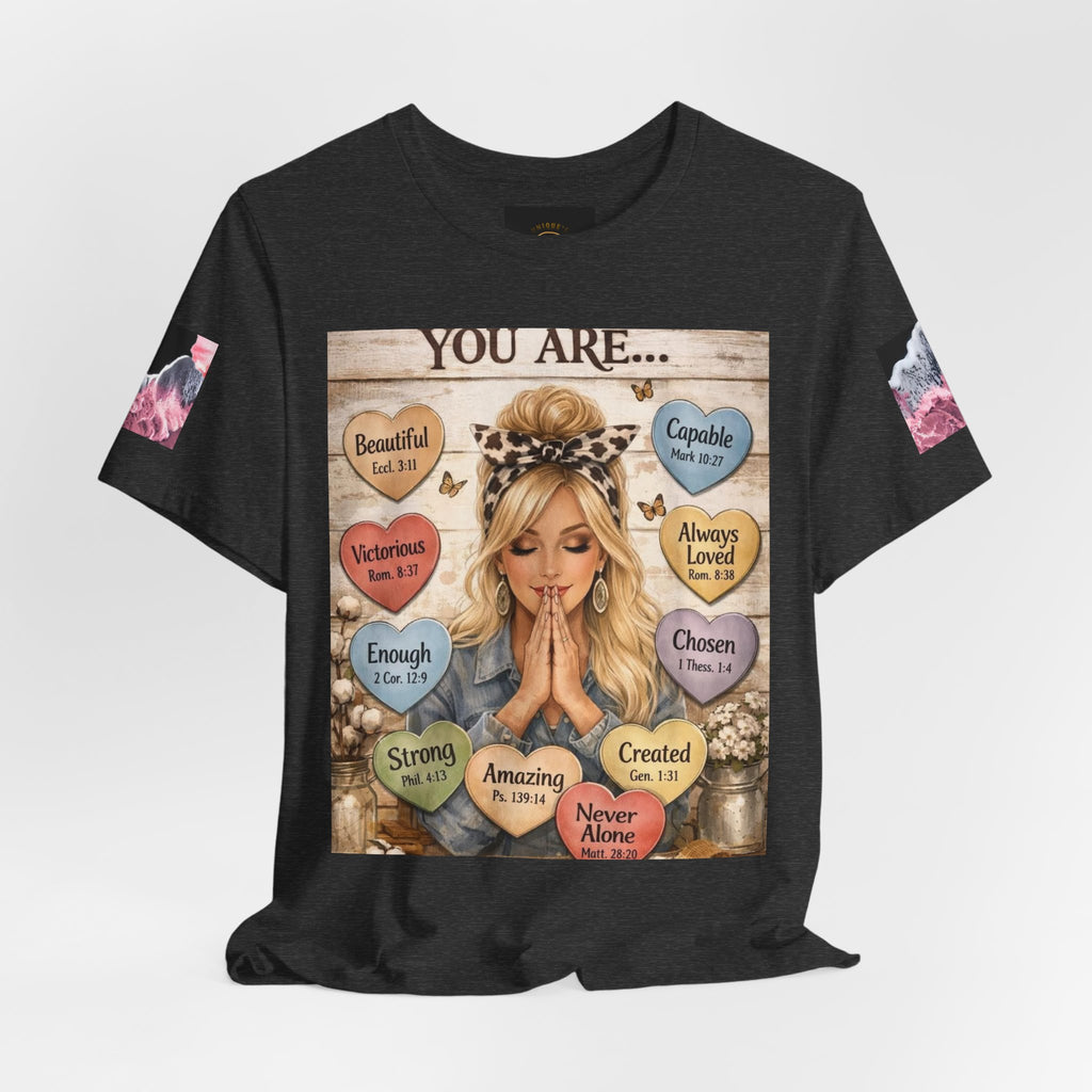 Faith-Based Graphic Tee — "You Are..." Inspirational Scripture Design