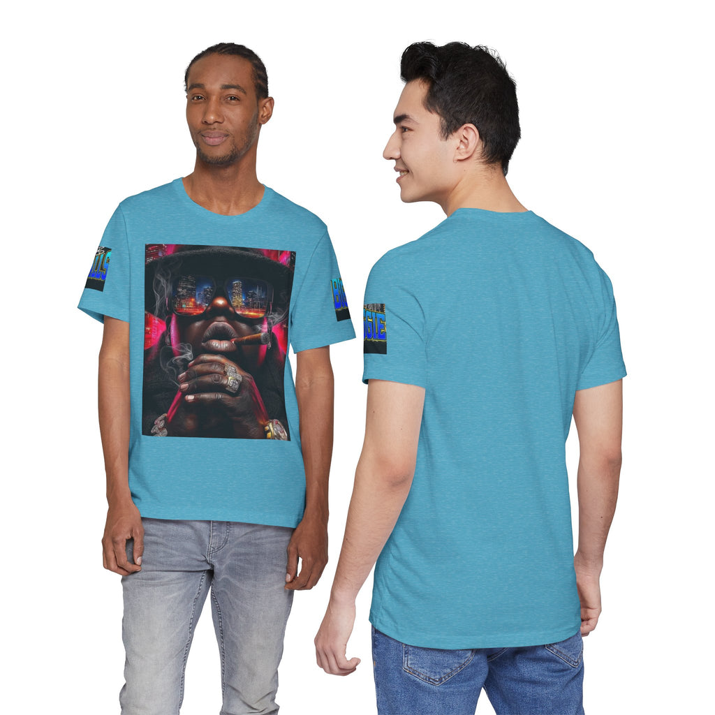 Urban Nightlife Portrait Tee — Smoky City Reflection Graphic T-Shirt
