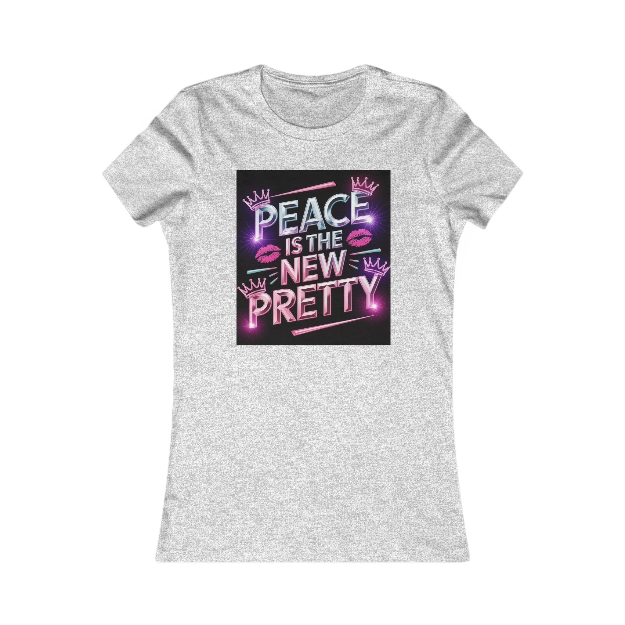 Women's Tee — "Peace Is the New Pretty" Neon Graphic with Leopard Bow