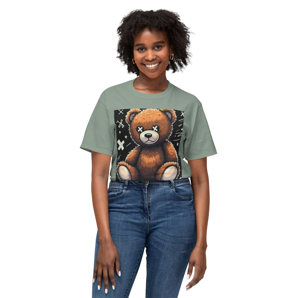 T-Shirt — Vintage Injured Teddy Bear "I Never Look Back, I Have Back Pain" Graphic
