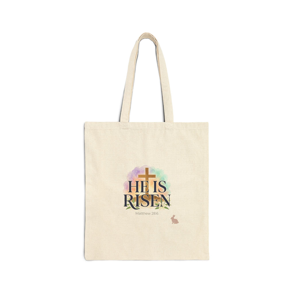 He Is Risen Tote, Christian Easter Resurrection Tote, Scripture Easter Bag
