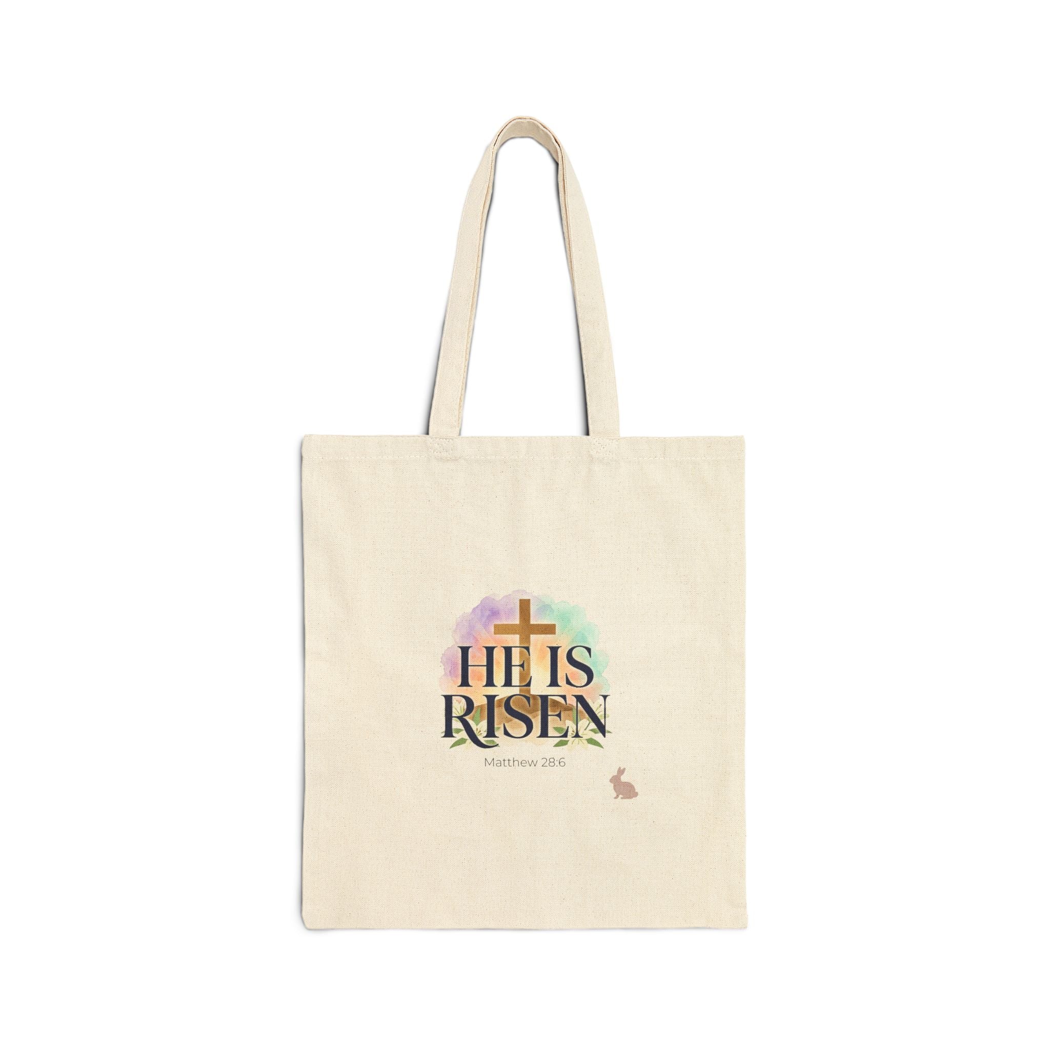 He Is Risen Tote, Christian Easter Resurrection Tote, Scripture Easter Bag